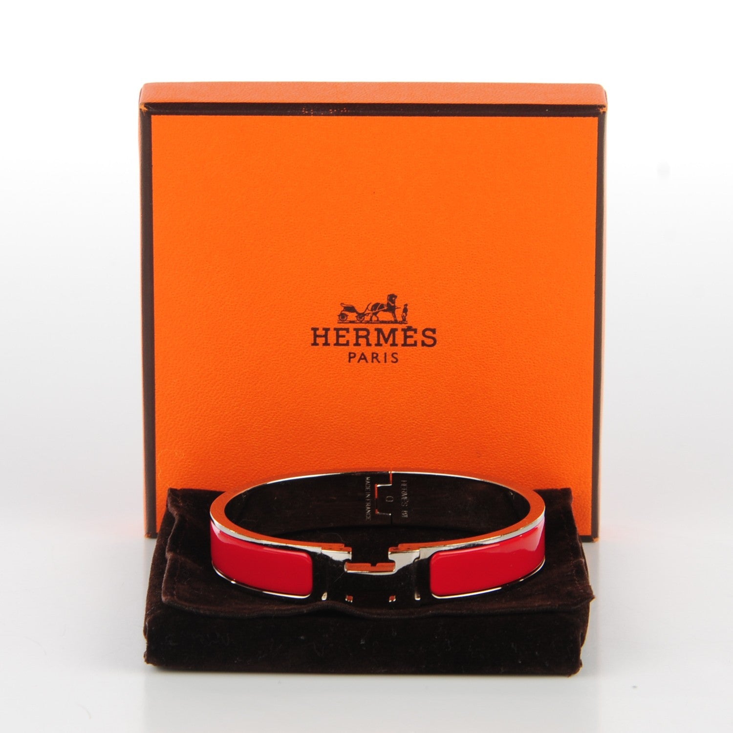 Hermes Enamel Narrow Clic Clac H Bracelet GM Rouge Vif 6 of 6
