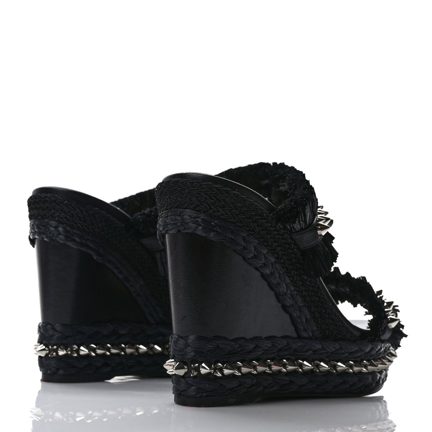 Voltinoudou 110mm Tie Cruise Raffia Spike Wedge 39 Black