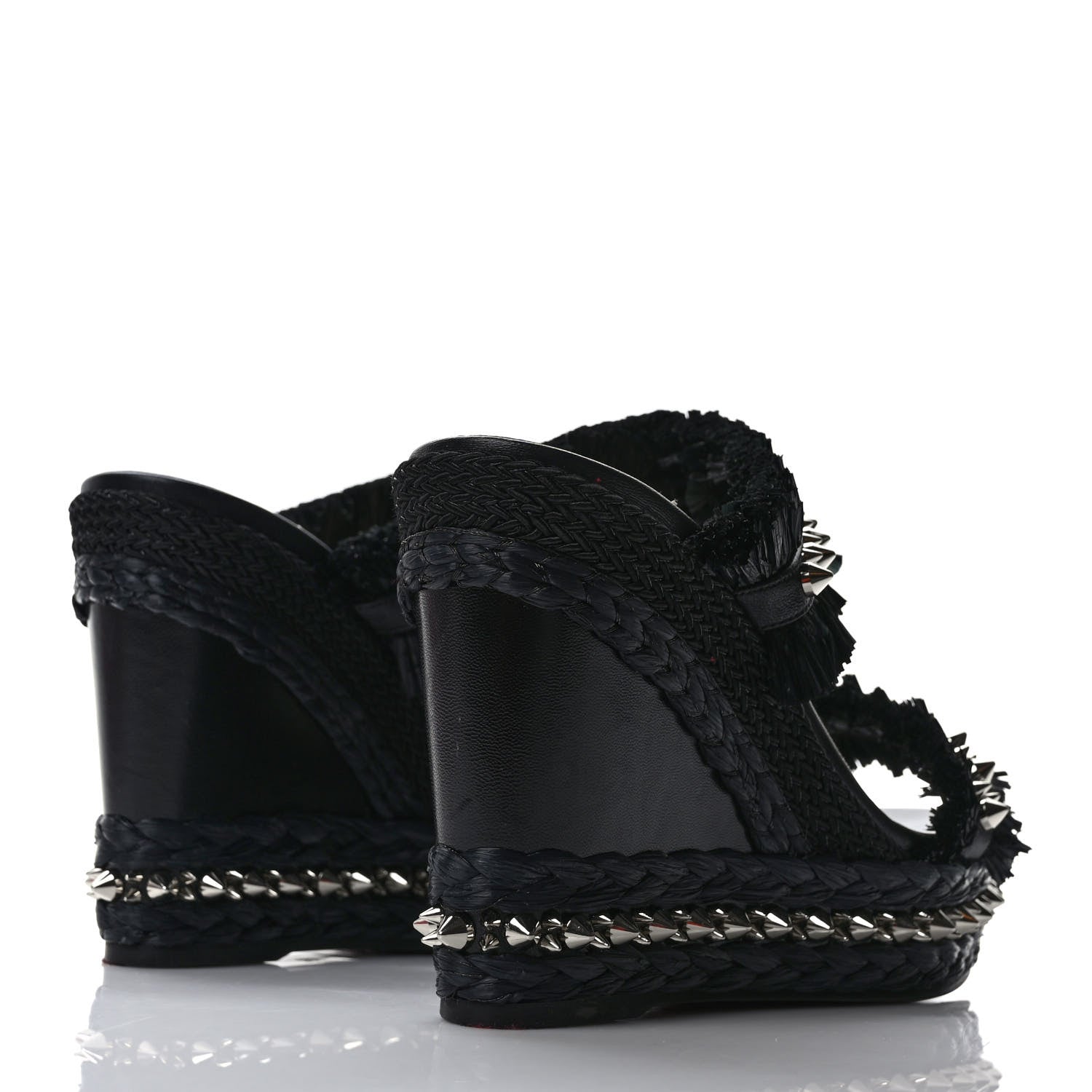 Christian Louboutin Voltinoudou 110mm Tie Cruise Raffia Spike Wedge 39 Black 4 of 7