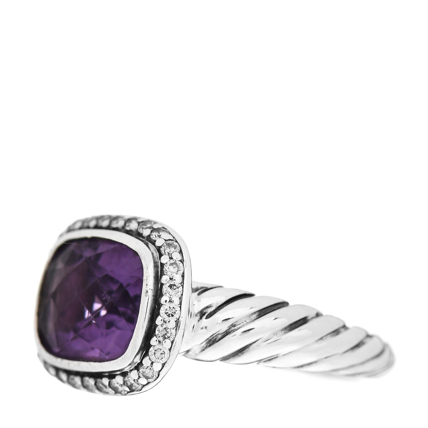 Sterling Silver Diamond Amethyst 10mm Noblesse Ring 52 6