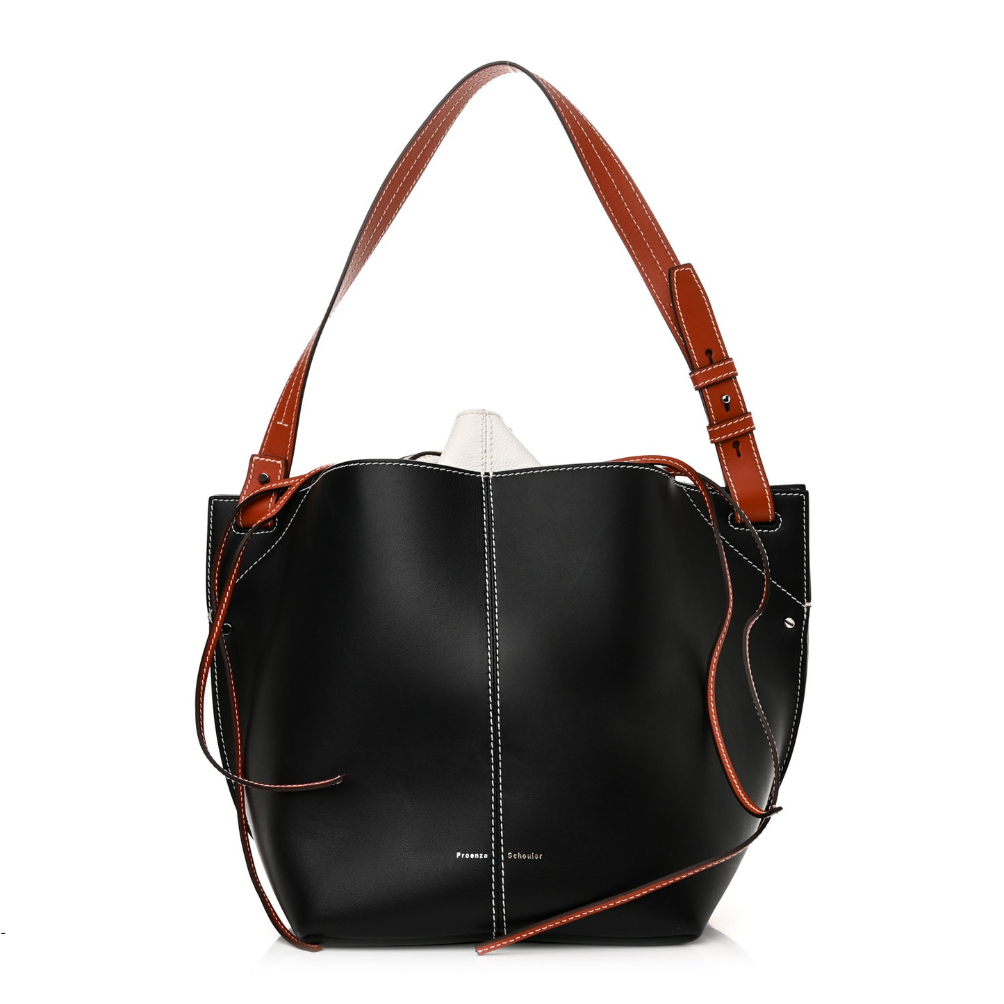 Calfskin Medium Bucket Bag Black Brown