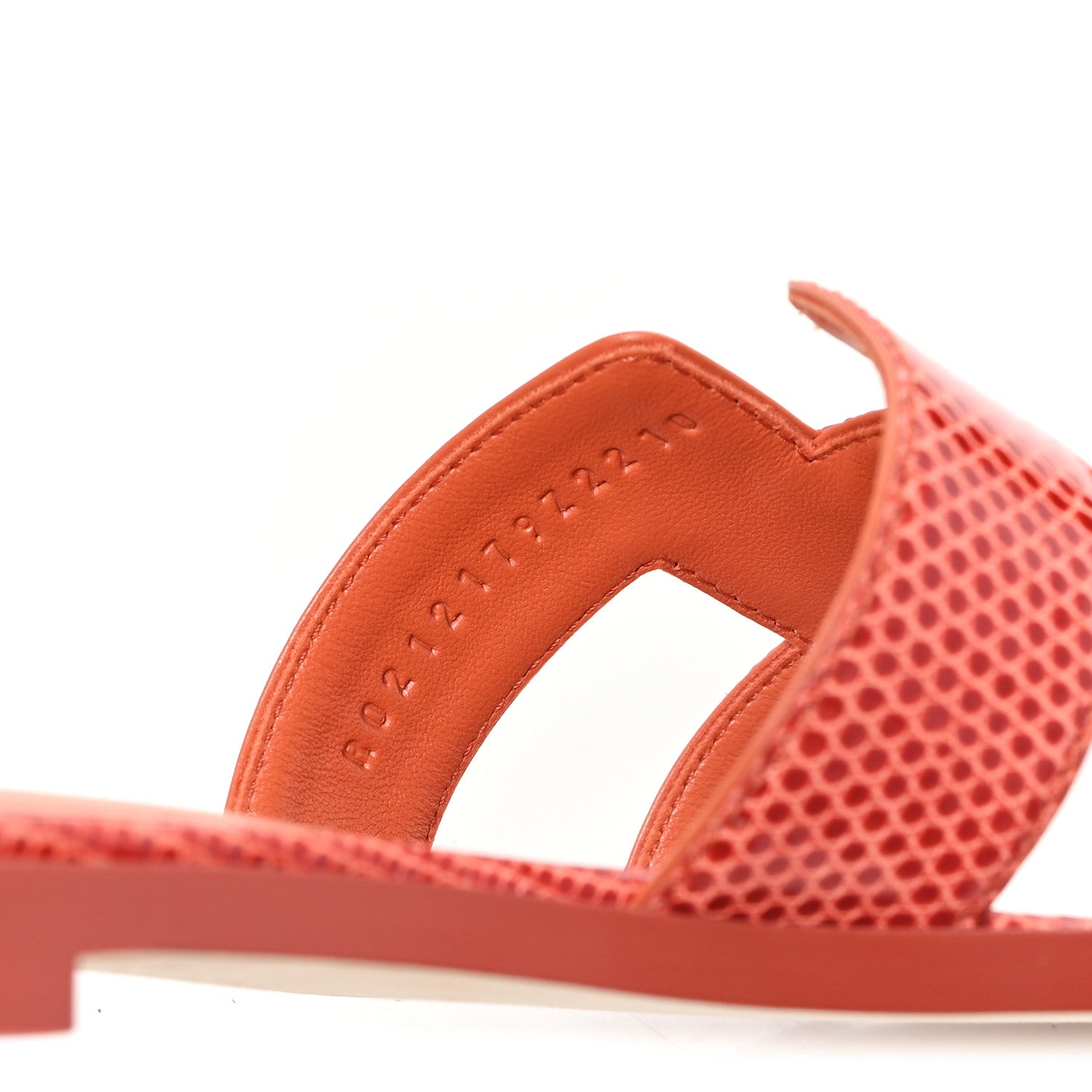 Hermes Lizard Oran Sandals 37 Rouge Coccinel 6 of 10