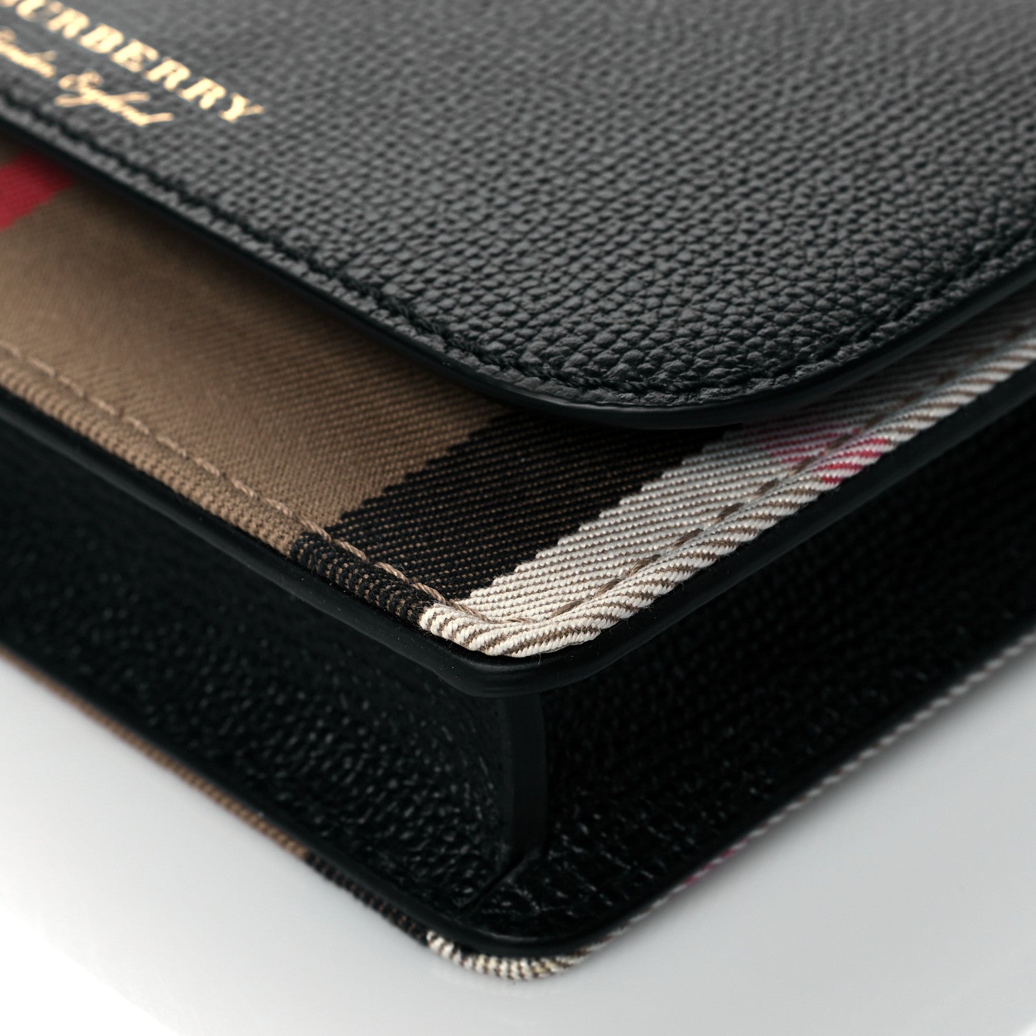 Burberry Derby Calfskin House Check Wallet On Chain Black 9 of 9