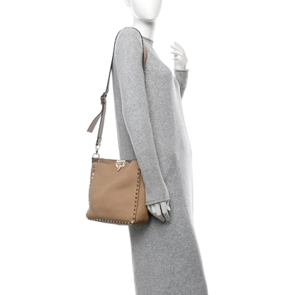 Valentino Garavani Pebbled Calfskin Small Rockstud Flip-Lock Messenger Bag Beige 2 of 11