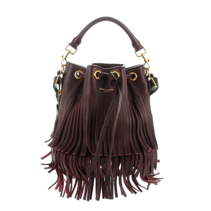 Saint Laurent Calfskin Small Emmanuelle Fringe Bucket Bag Bordeaux 1 of 7