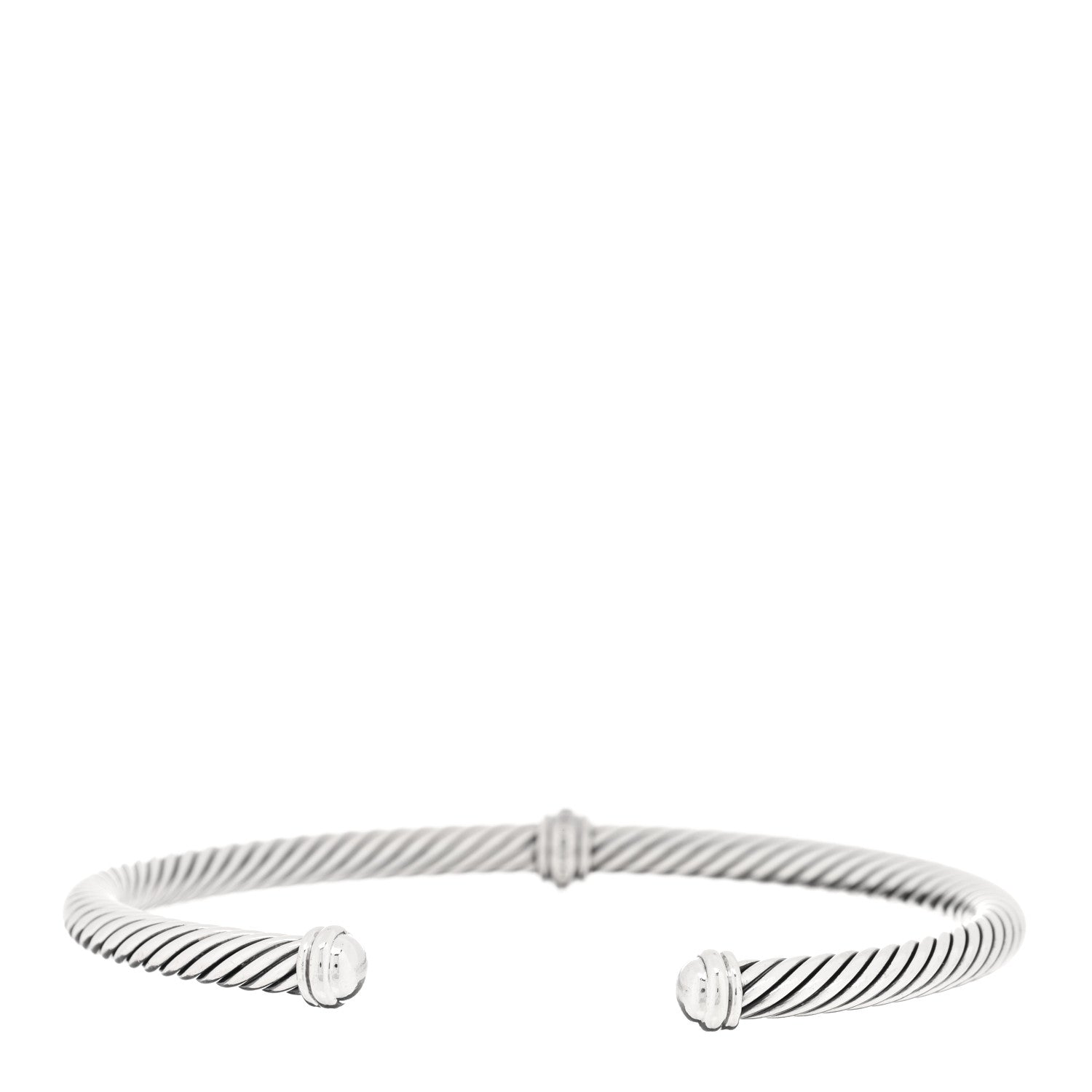 David Yurman Sterling Silver Diamond 4mm Cable Classics Single Station Bracelet 2 of 3