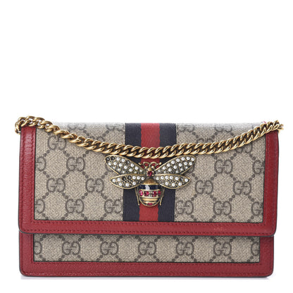 Gucci GG Supreme Monogram Web Queen Margaret Chain Wallet Red 1 of 8