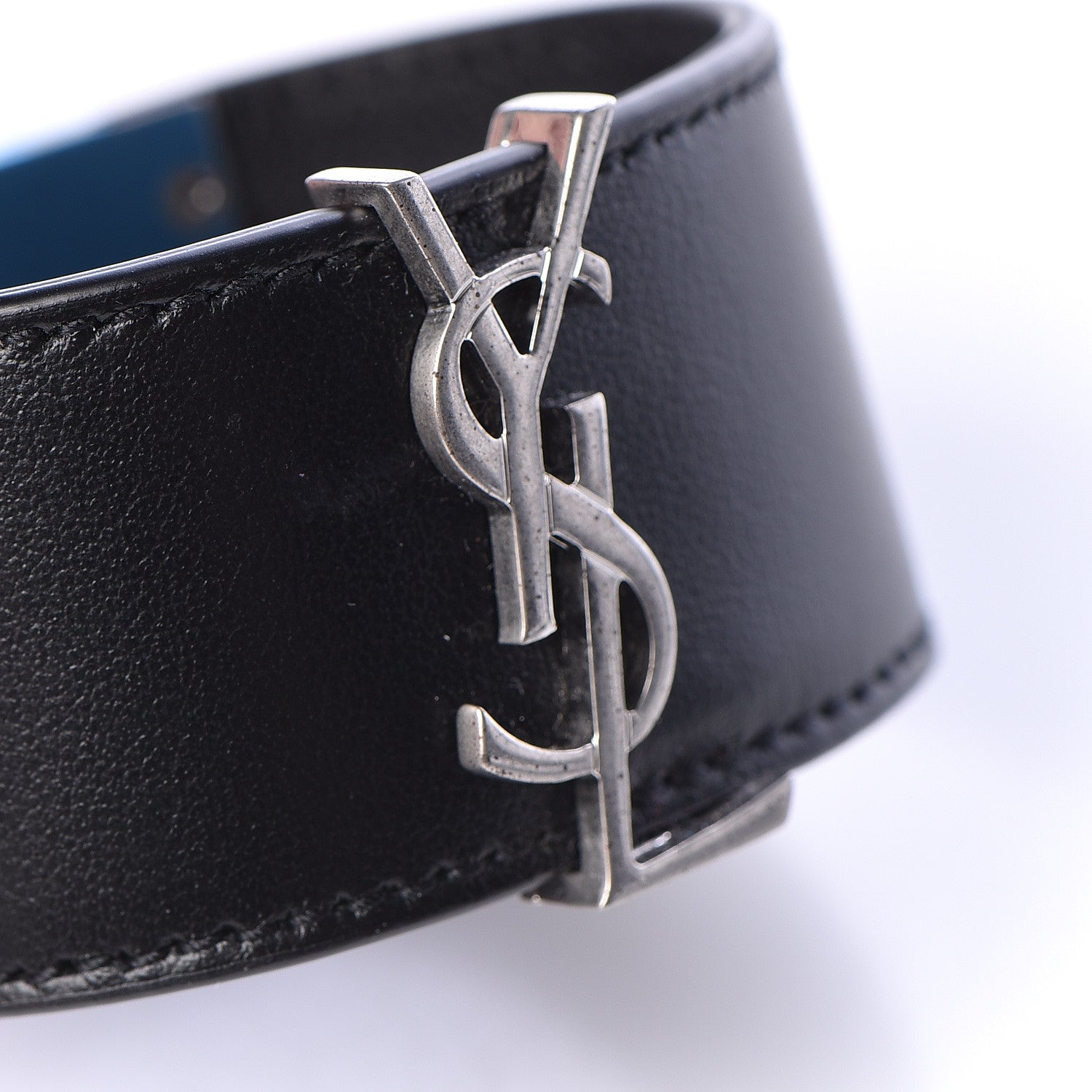 Saint Laurent Calfskin Monogram Bracelet Black 6 of 7