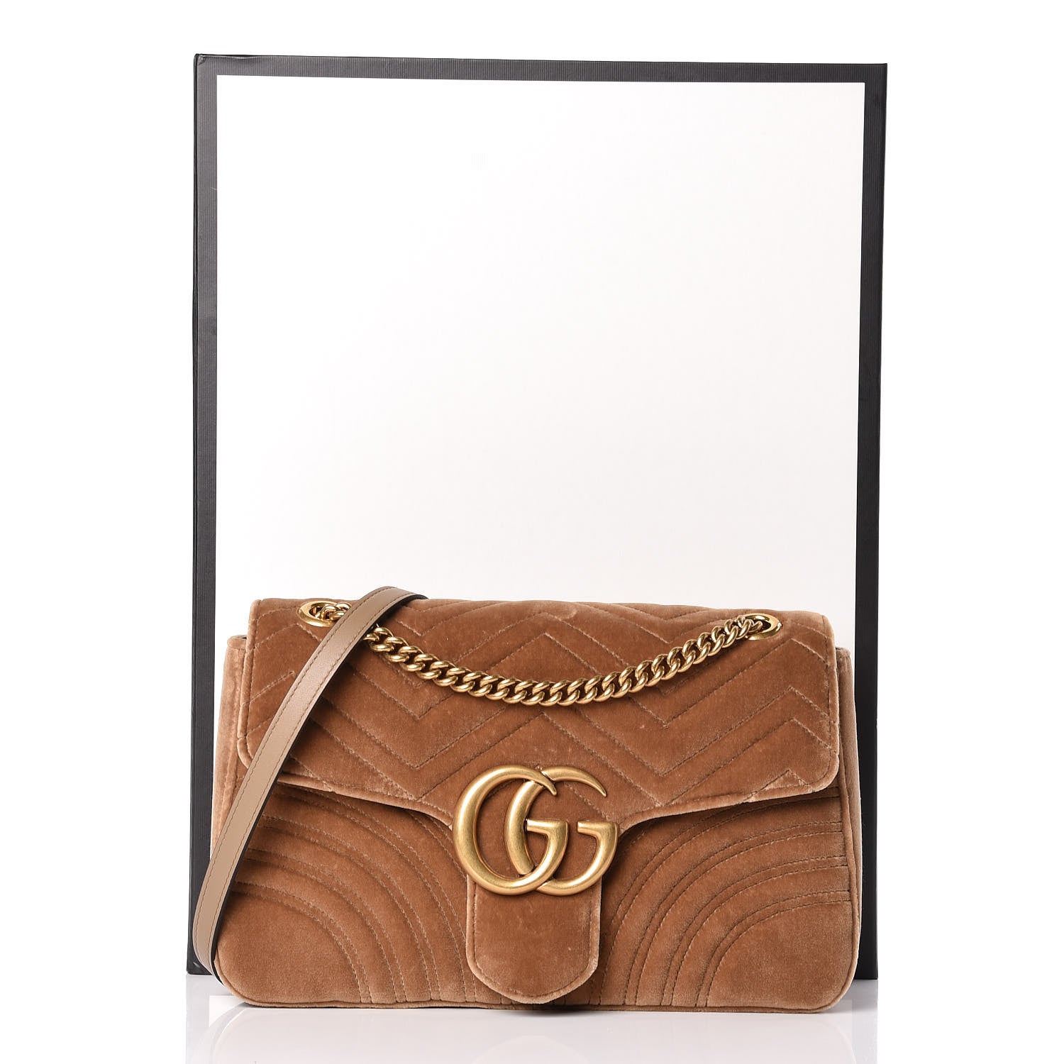 Gucci Velvet Matelasse Medium GG Marmont Shoulder Bag Taupe 10 of 10