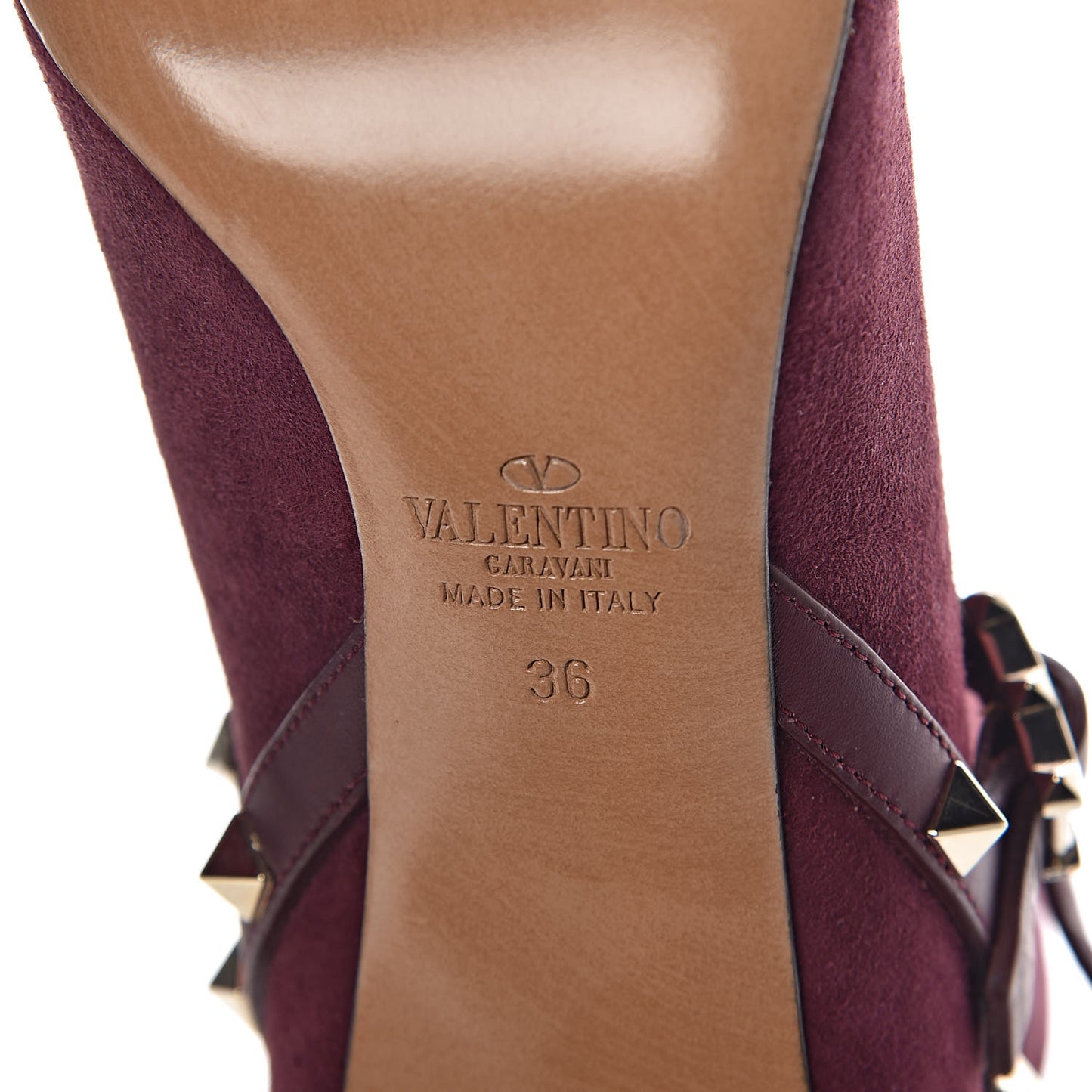 Suede Rockstud Double Buckle 100mm Ankle Boots 36 Rubin