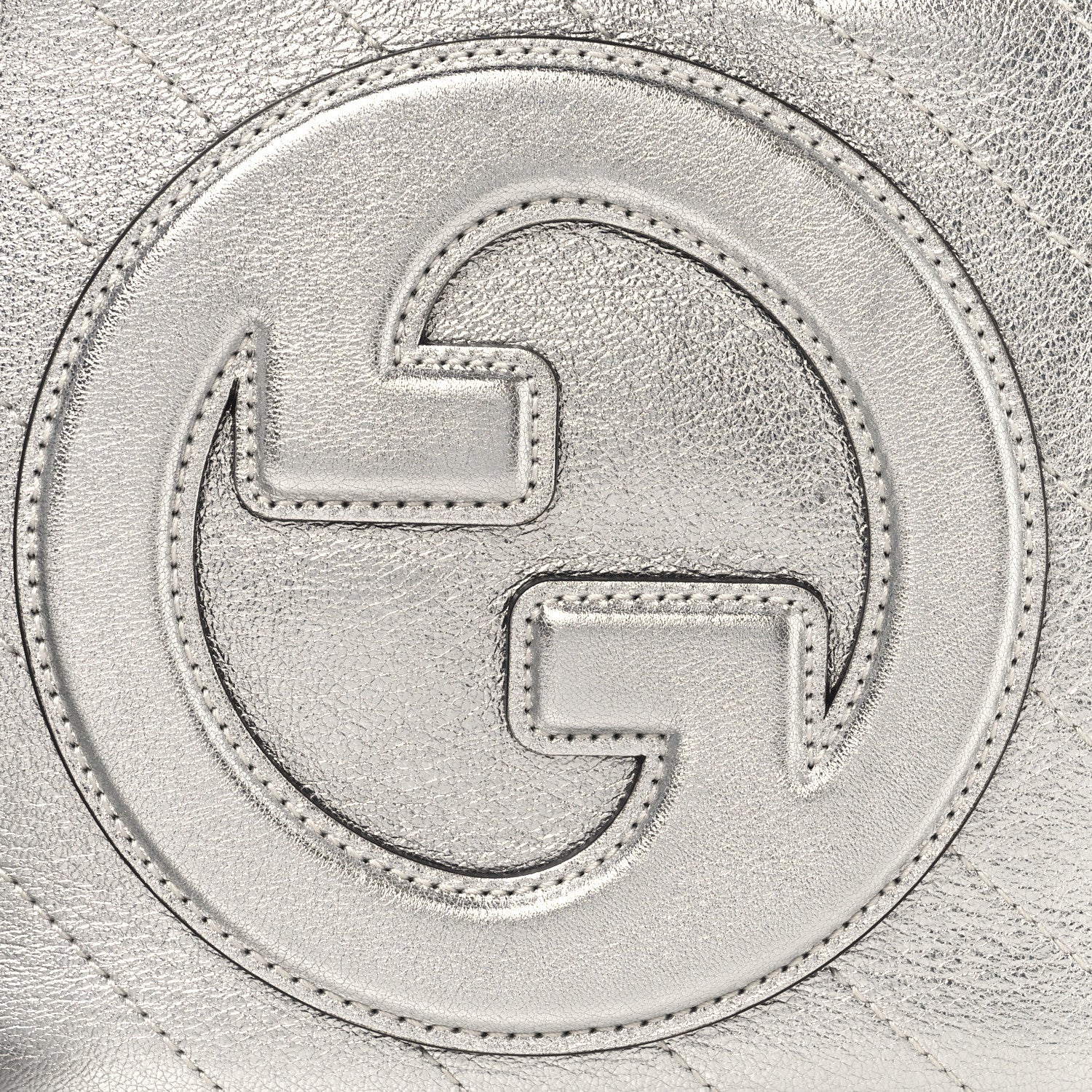 Gucci Metallic Sakai Be Green Calfskin Diagonal Stitched Small Blondie Shoulder Bag Silver 8 of 11