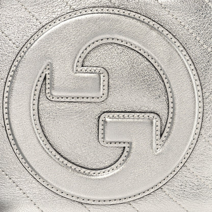 Gucci Metallic Sakai Be Green Calfskin Diagonal Stitched Small Blondie Shoulder Bag Silver 8 of 11