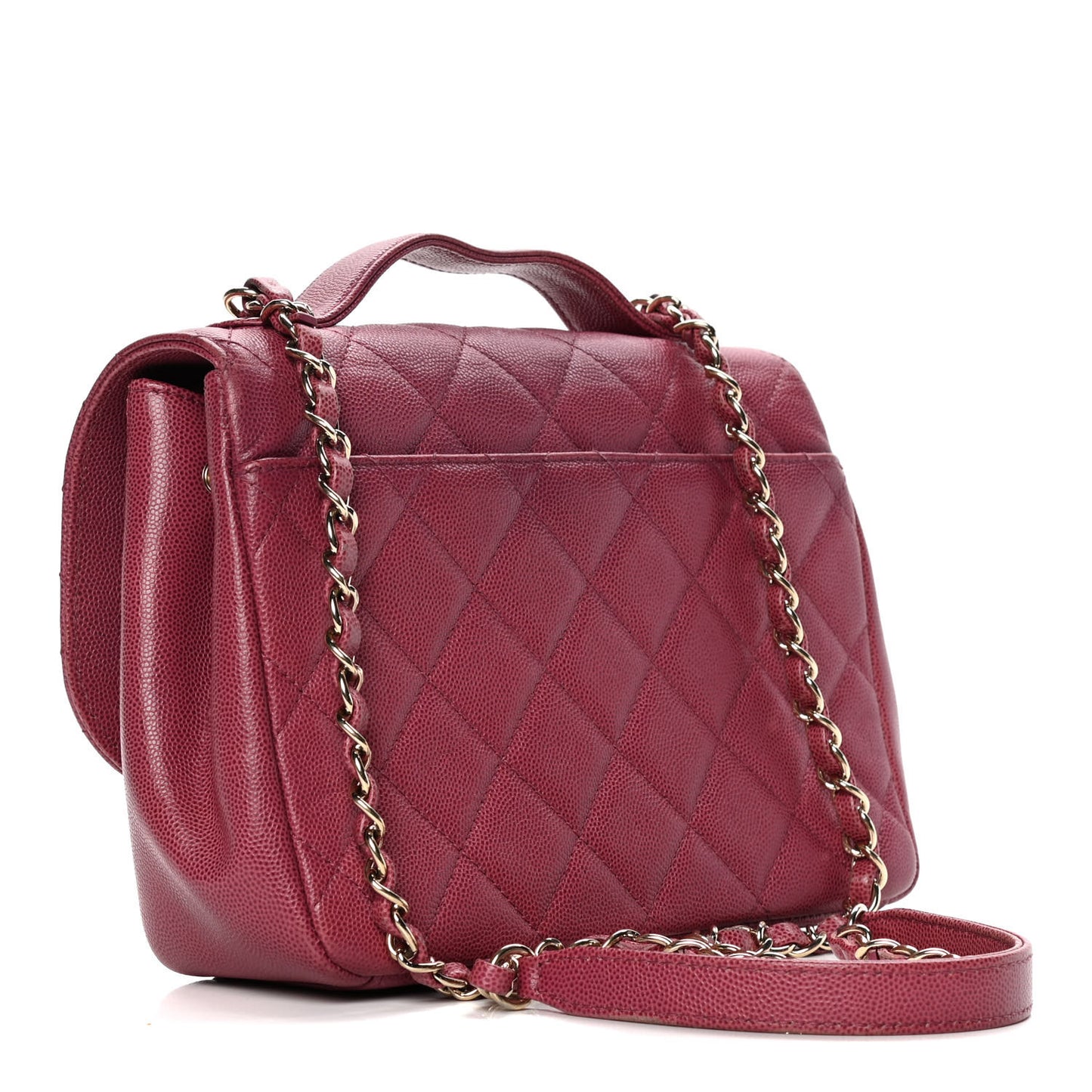 Caviar Quilted Medium Business Affinity Flap Burgundy