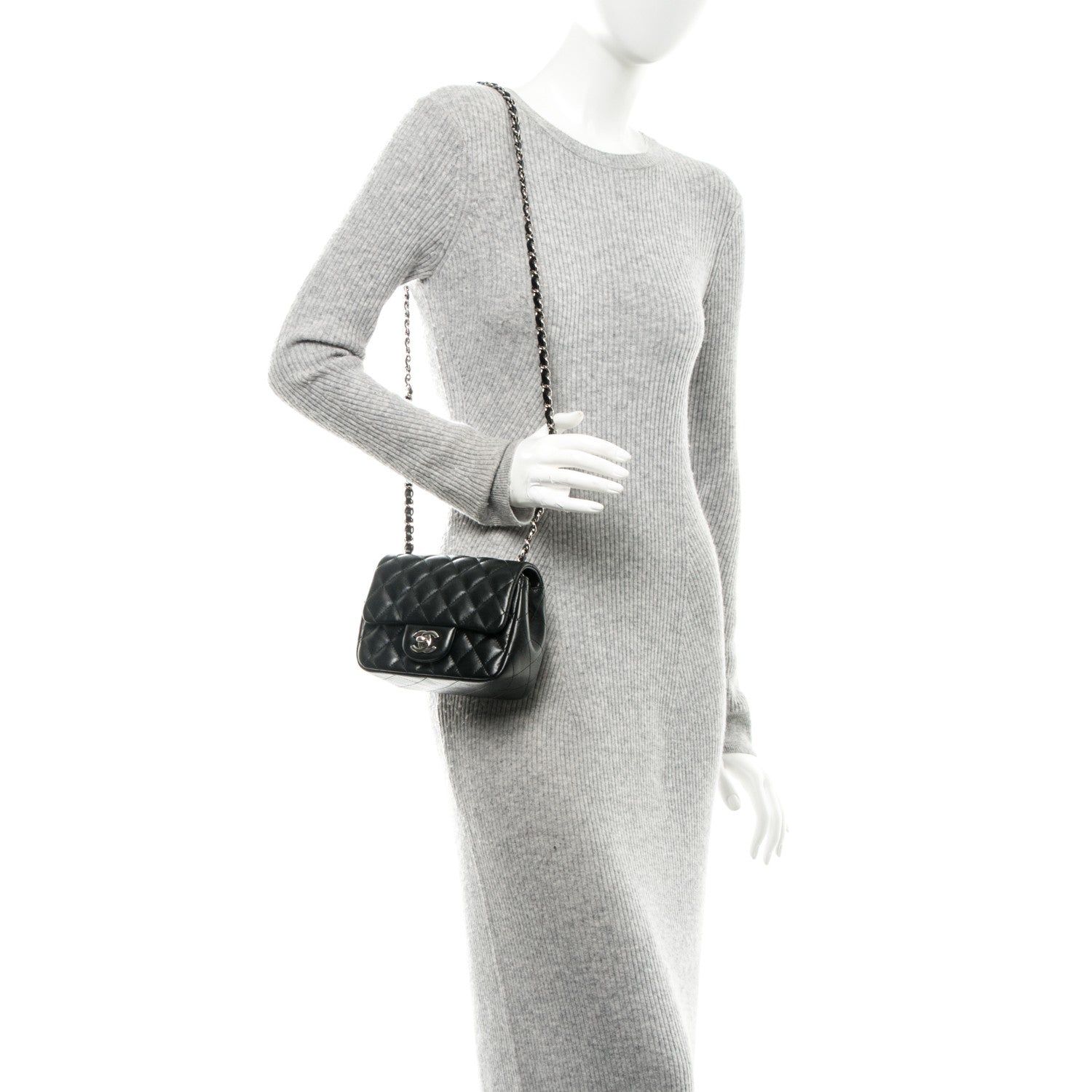 Chanel Lambskin Quilted Mini Square Flap Black 2 of 7