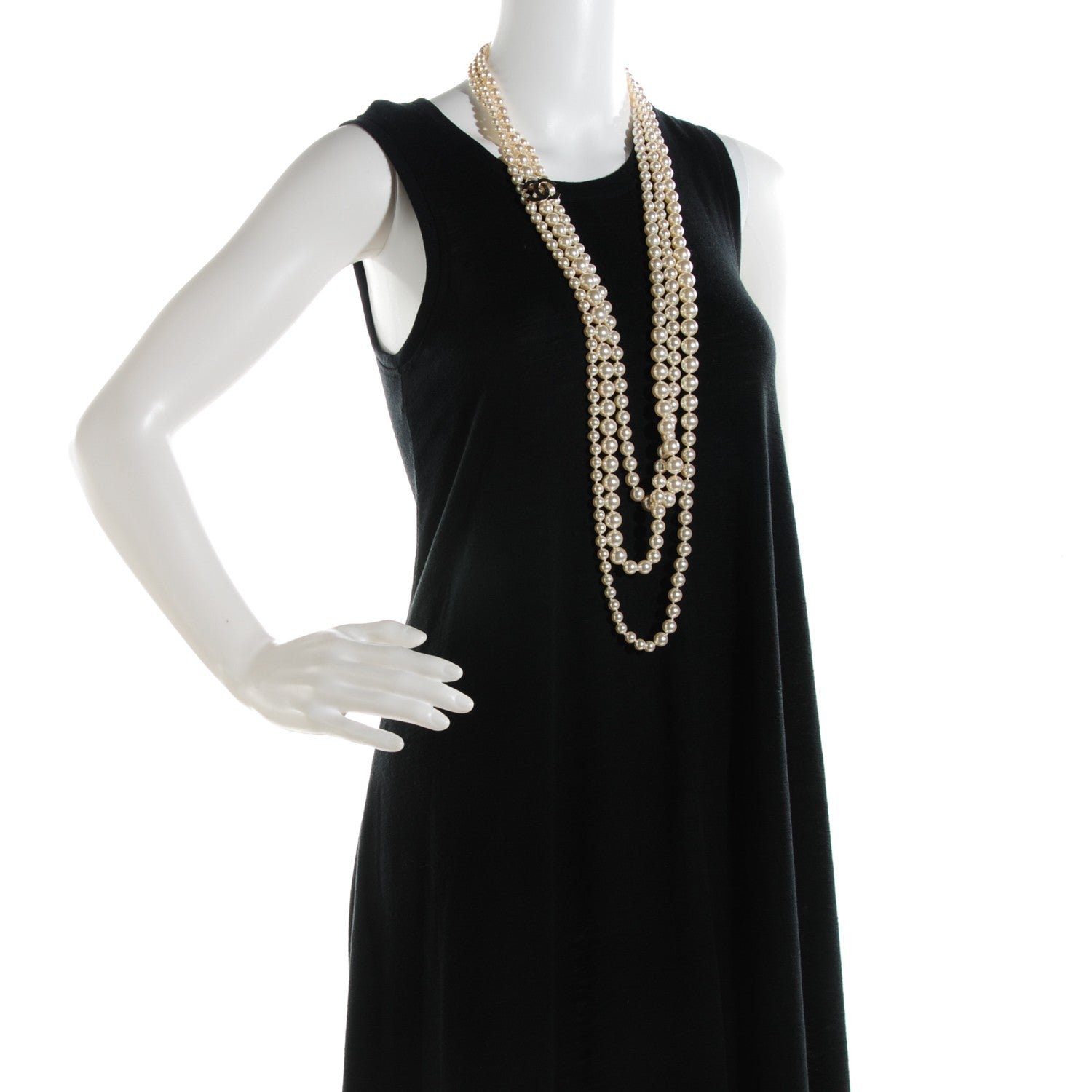 Chanel Pearl Multistrand CC Long Necklace Gold 2 of 4