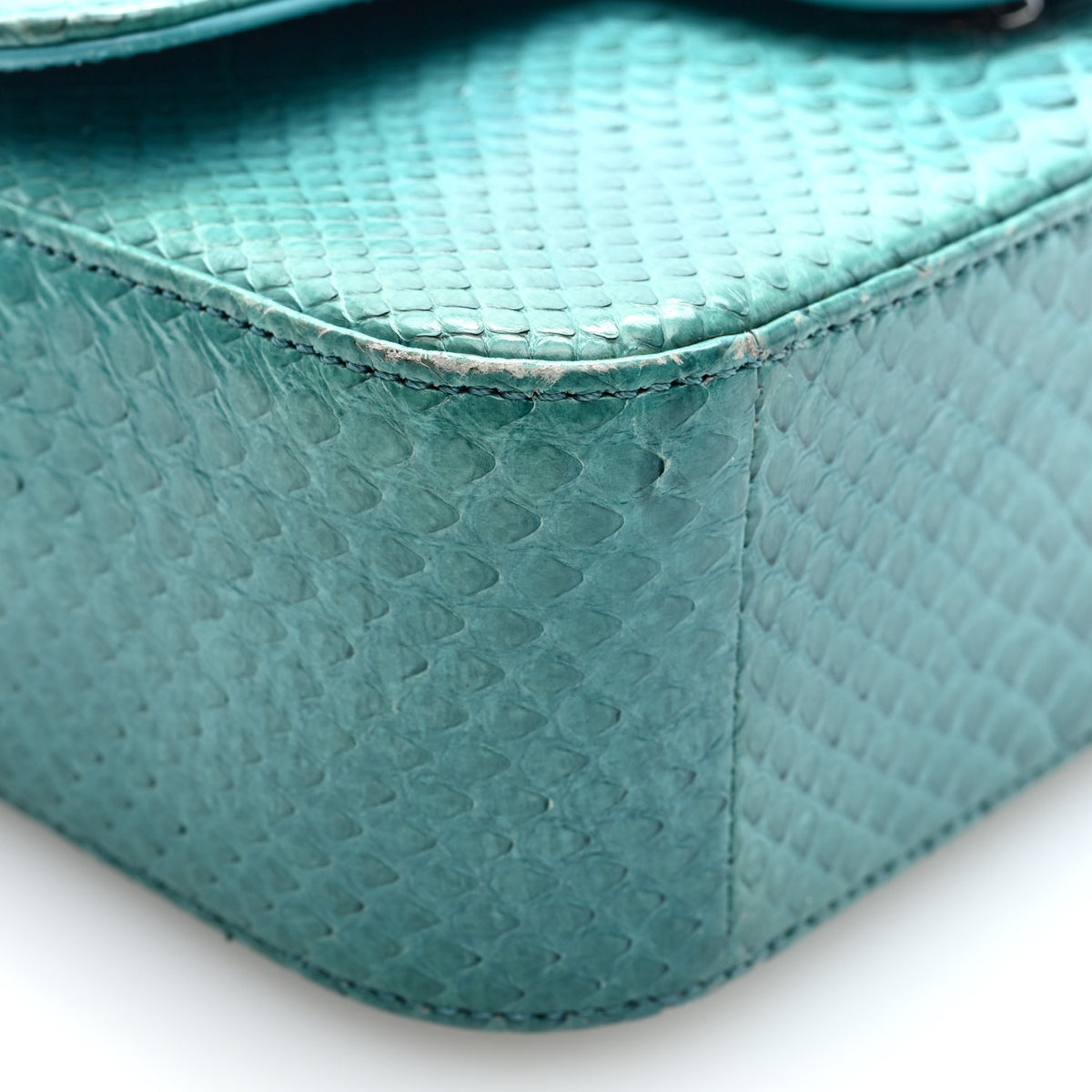 Chanel Snakeskin Mini Rectangular Flap Blue 9 of 10