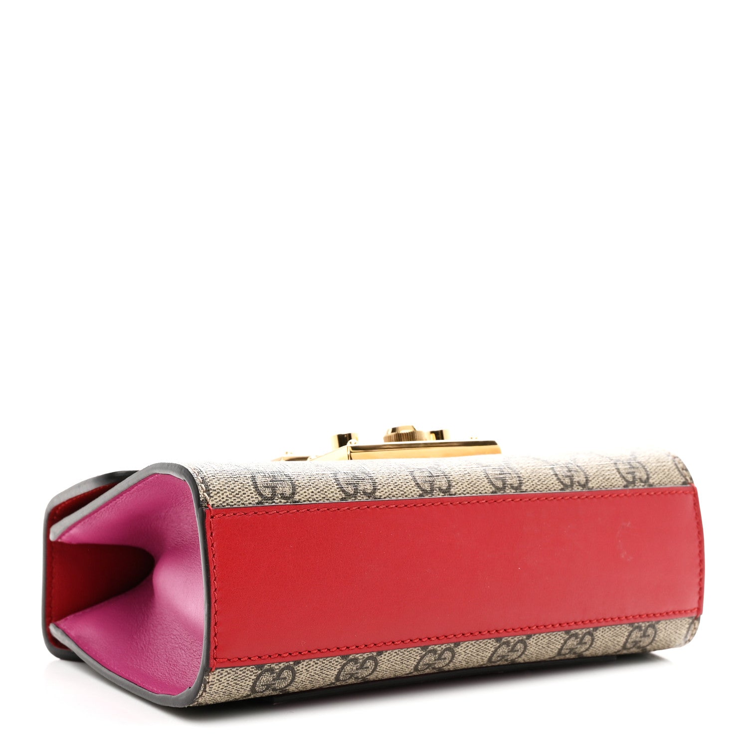 Gucci GG Supreme Monogram Calfskin Small Padlock Shoulder Bag Beige Hibiscus Red New Rosette 4 of 10