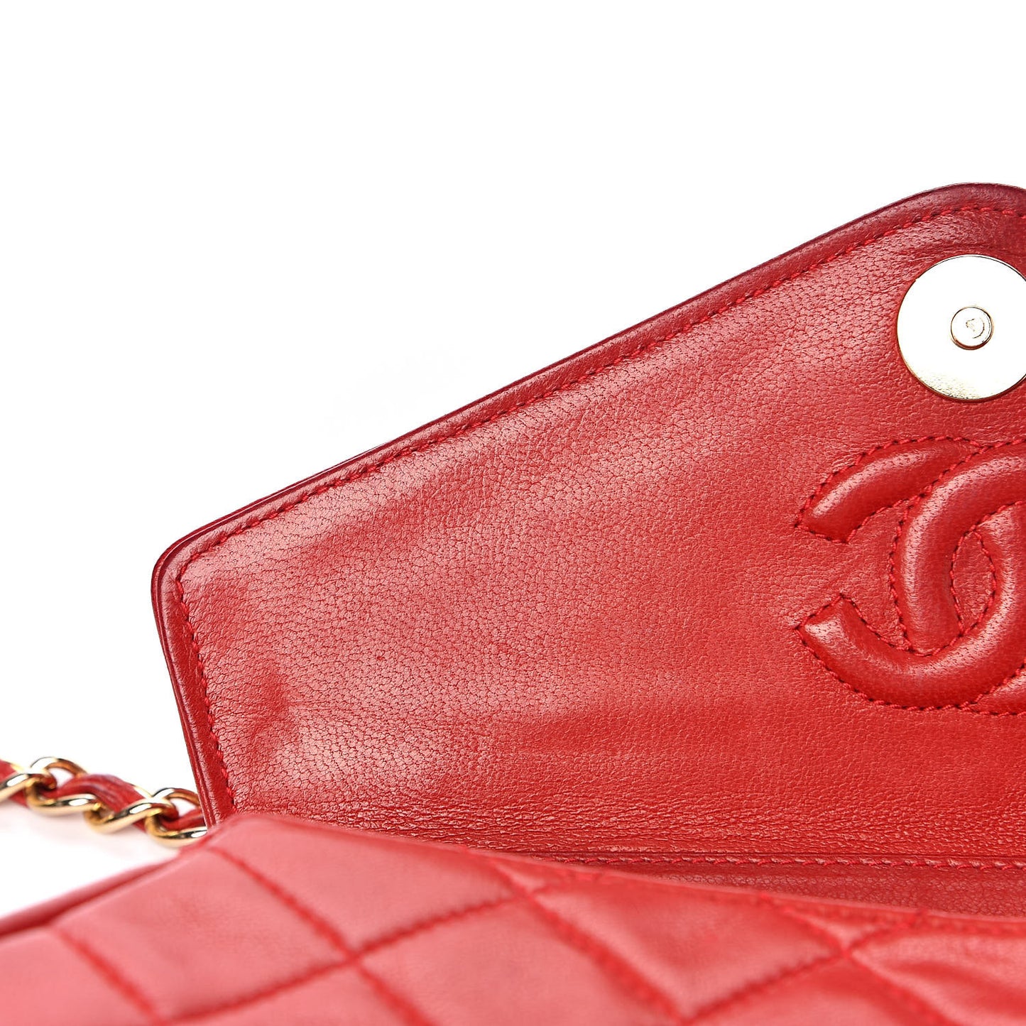 Lambskin Quilted CC Tassel Flap Red