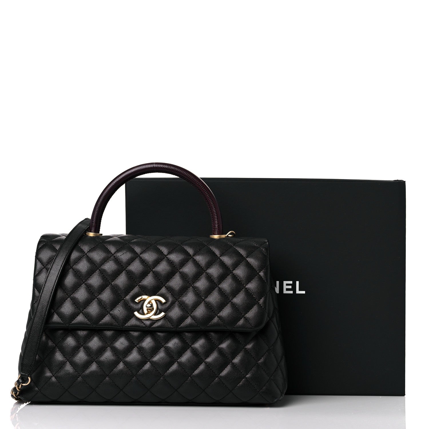 Chanel Caviar Lizard Quilted Medium Coco Handle Flap Black 16 of 16