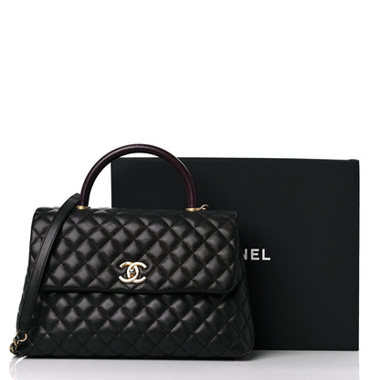 Chanel Caviar Lizard Quilted Medium Coco Handle Flap Black 16 of 16