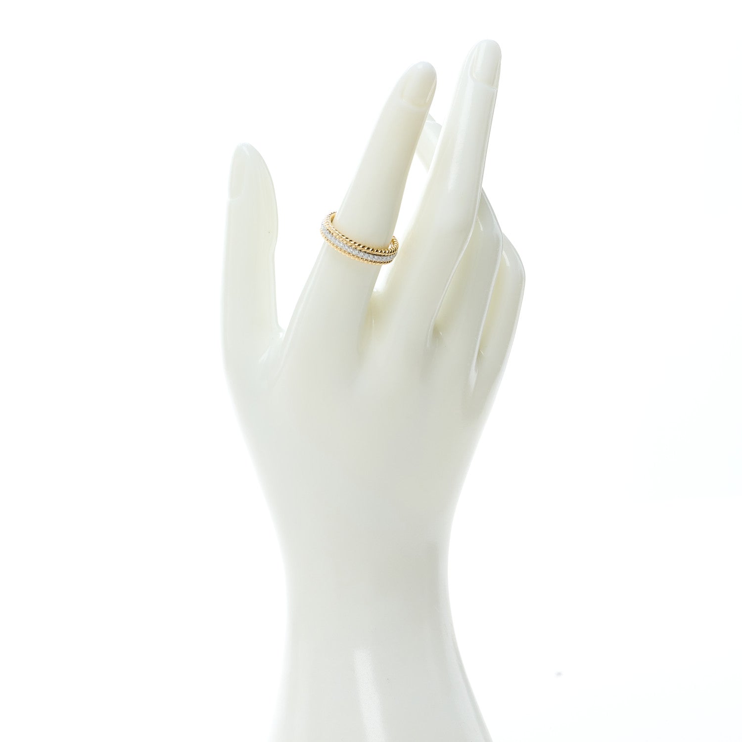 Tiffany 18K Yellow Gold Platinum Diamond Schlumberger Rope Two-Row Ring 54 7 2 of 7