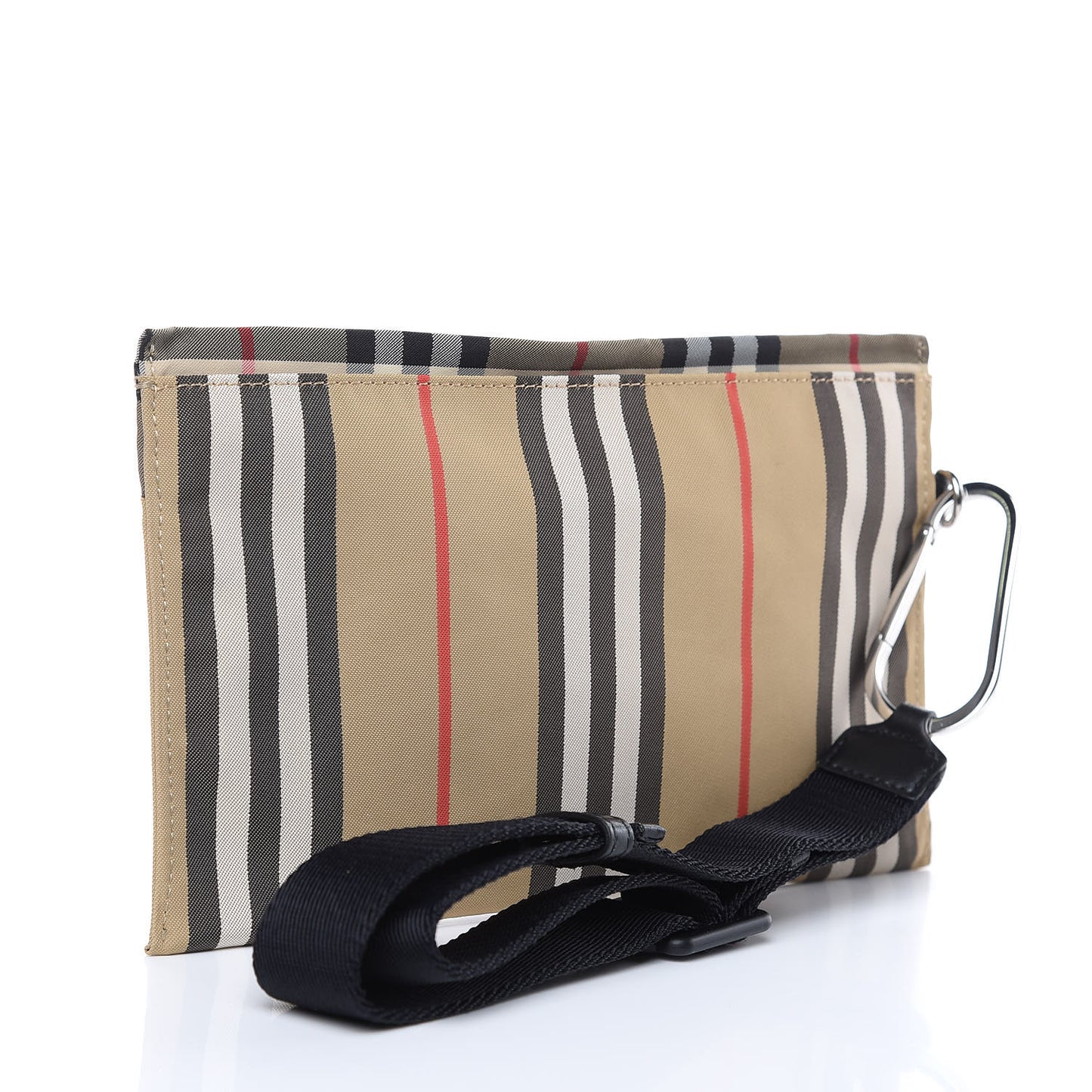 Nylon Vintage Check Print Logo Wristlet Archive Beige