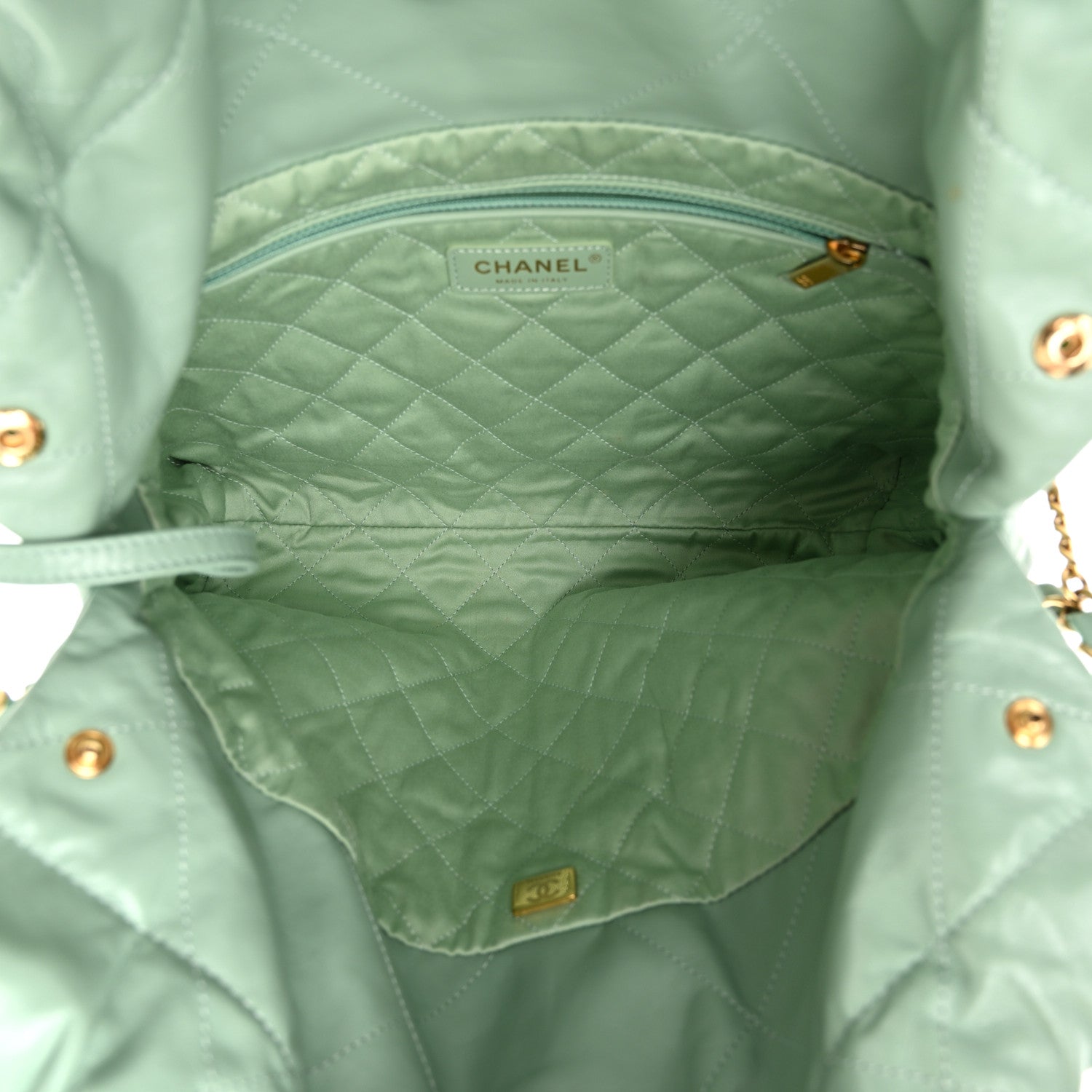Chanel Shiny Calfskin Quilted Small Chanel 22 Light Green 6 of 11