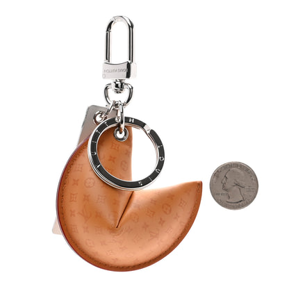 Louis Vuitton Calfskin Monogram Printed LV Fortune Cookie Bag Charm Key Holder Brown 2 of 5