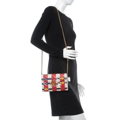 Gucci Calfskin Matelasse Trompe L'Oeil Print Mini GG Marmont Chain Wallet White 2 of 8