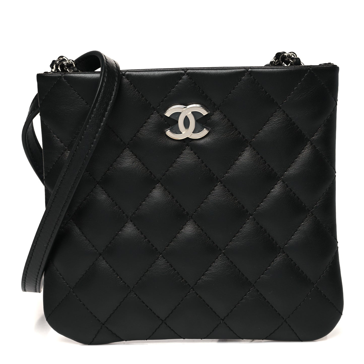 Lambskin Quilted Uniform Crossbody Bag Black