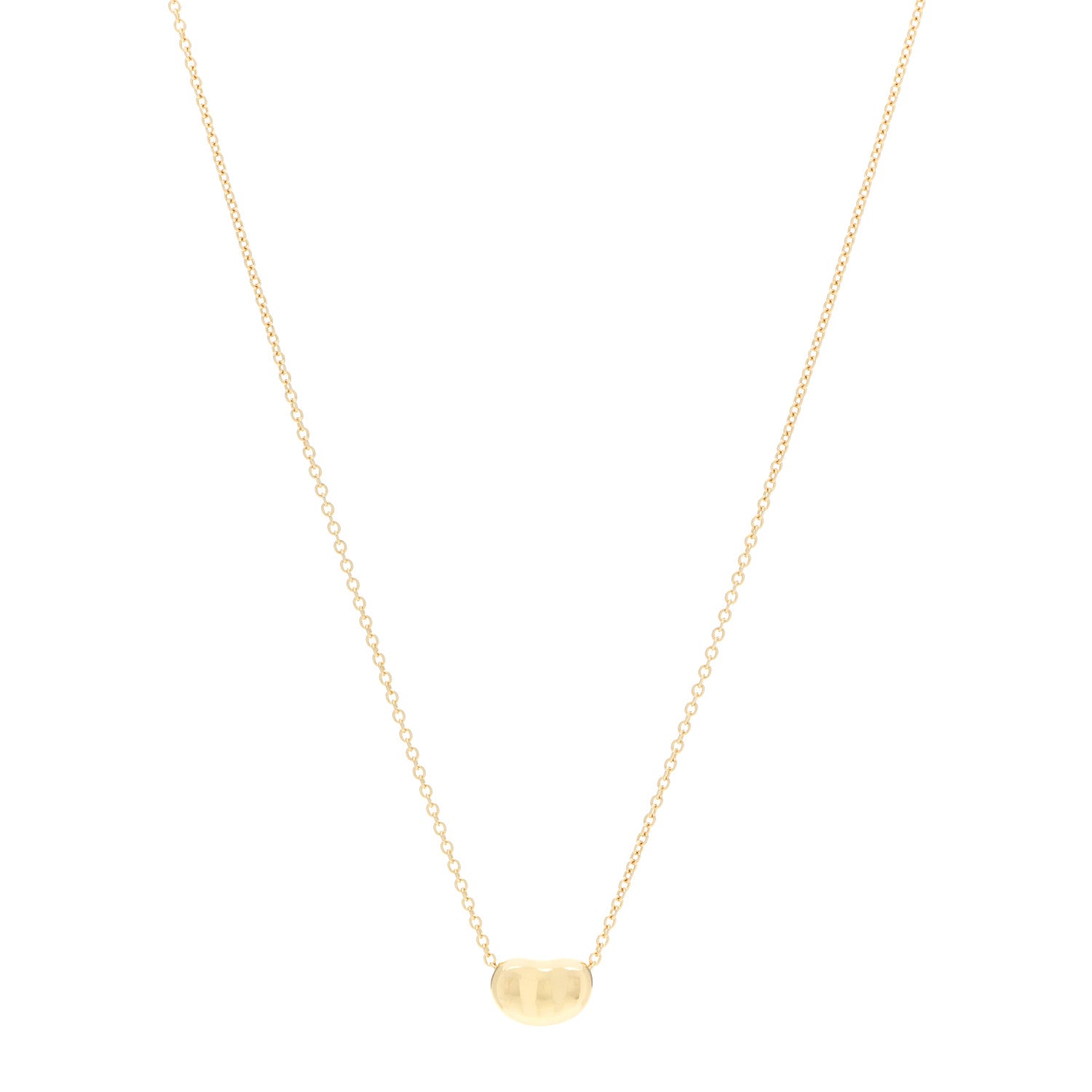 Tiffany 18K Yellow Gold 6.5mm Elsa Peretti Bean Pendant Necklace 1 of 7