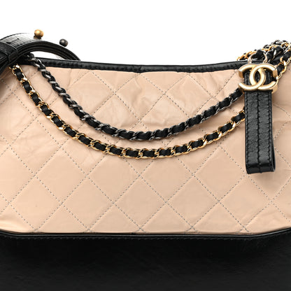 Chanel Aged Calfskin Quilted Medium Gabrielle Hobo Beige Black 8 of 10