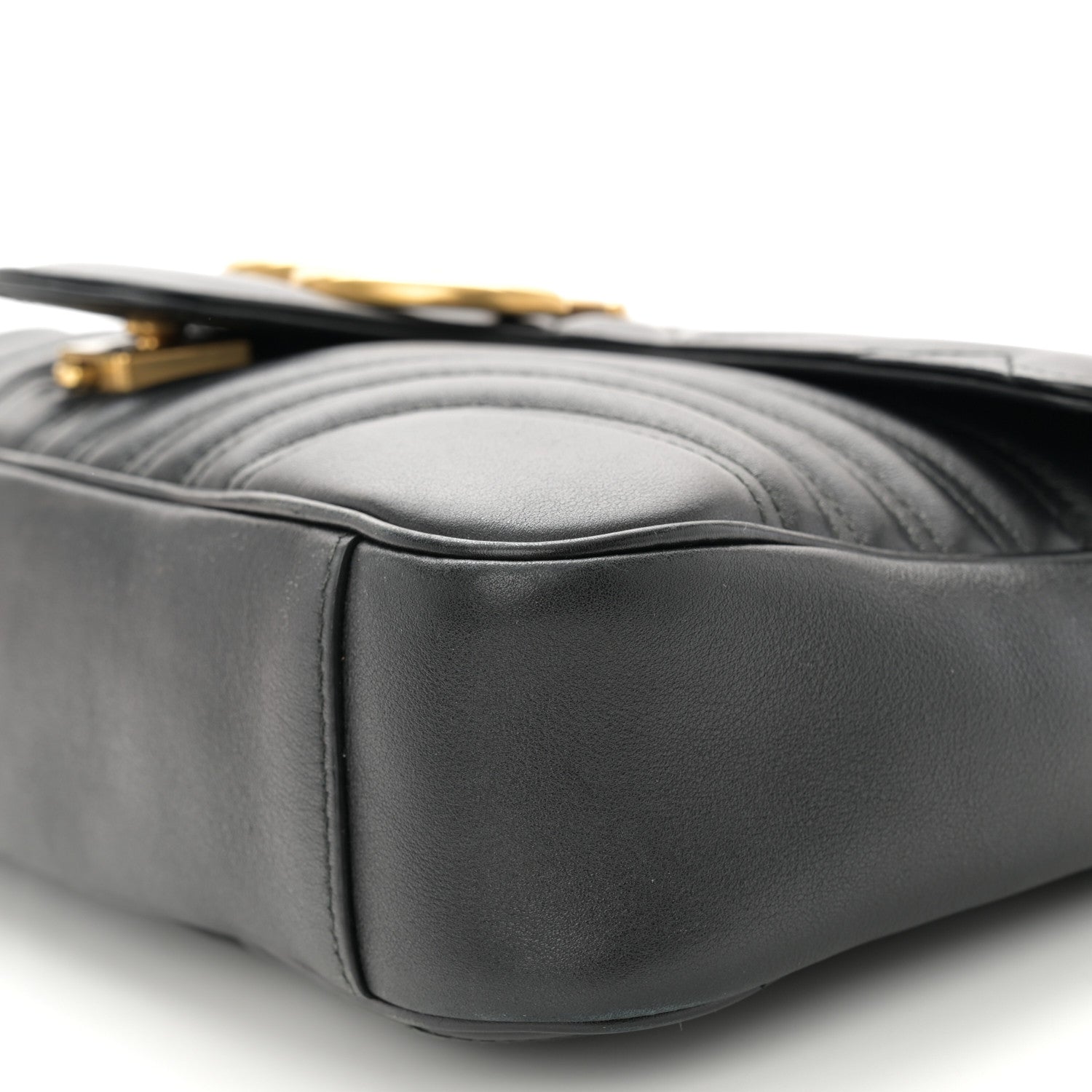 Gucci Calfskin Matelasse Medium GG Marmont Shoulder Bag Black 10 of 12