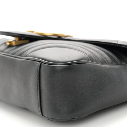 Gucci Calfskin Matelasse Medium GG Marmont Shoulder Bag Black 10 of 12
