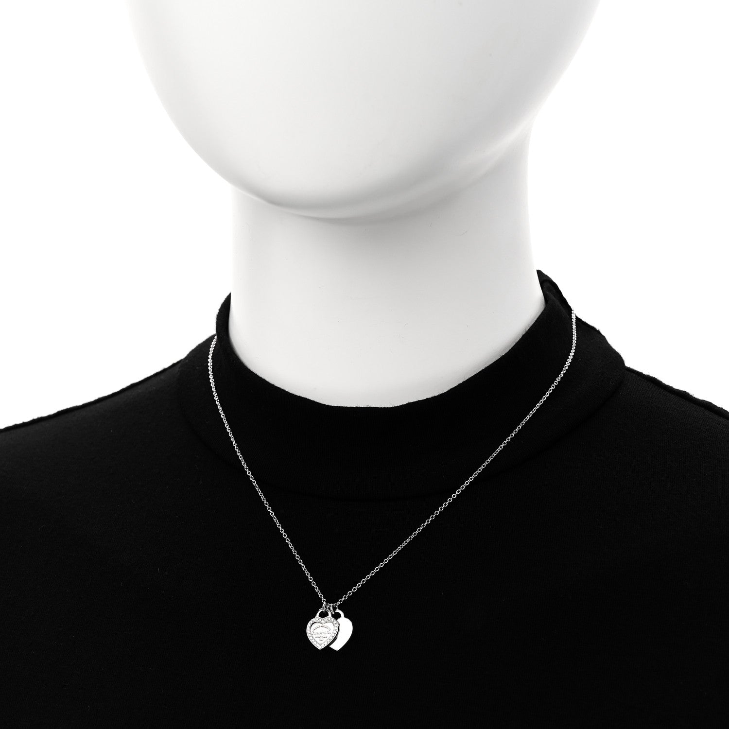 ヤマ　　ティファニー Tiffany 18K White Gold Diamond Mini Return To Tiffany Double Heart