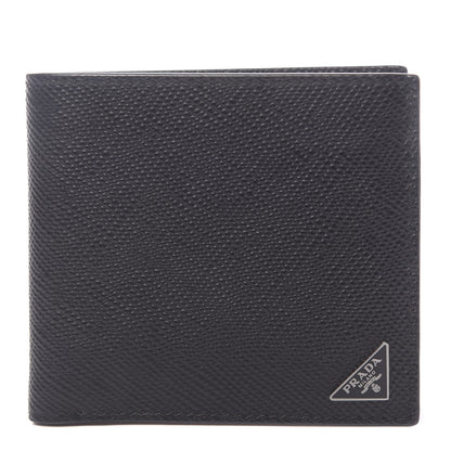 Prada Saffiano Metal Bi-Color Bi-Fold Wallet Black Papaya 1 of 7