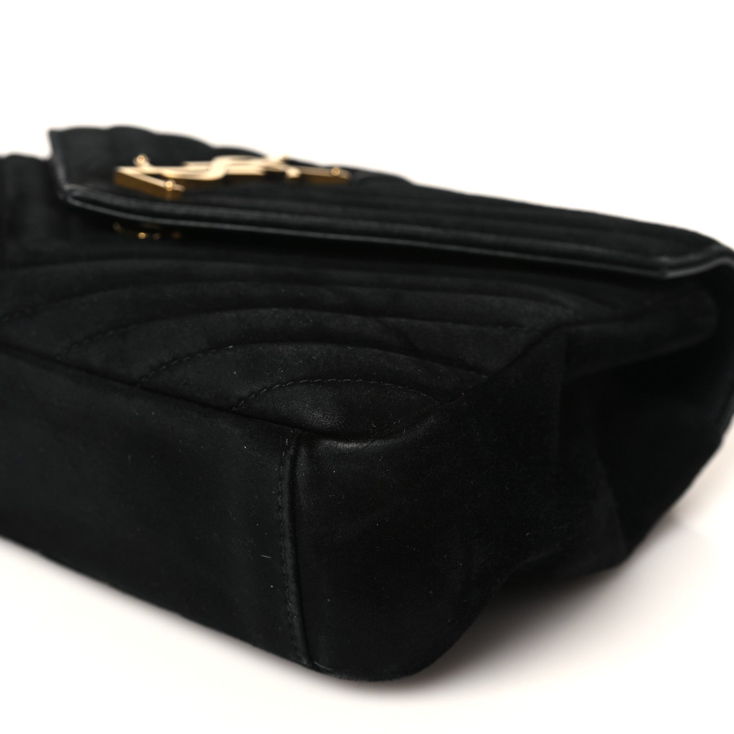 Saint Laurent Suede Matelasse Chevron Monogram Medium College Bag Black 9 of 9