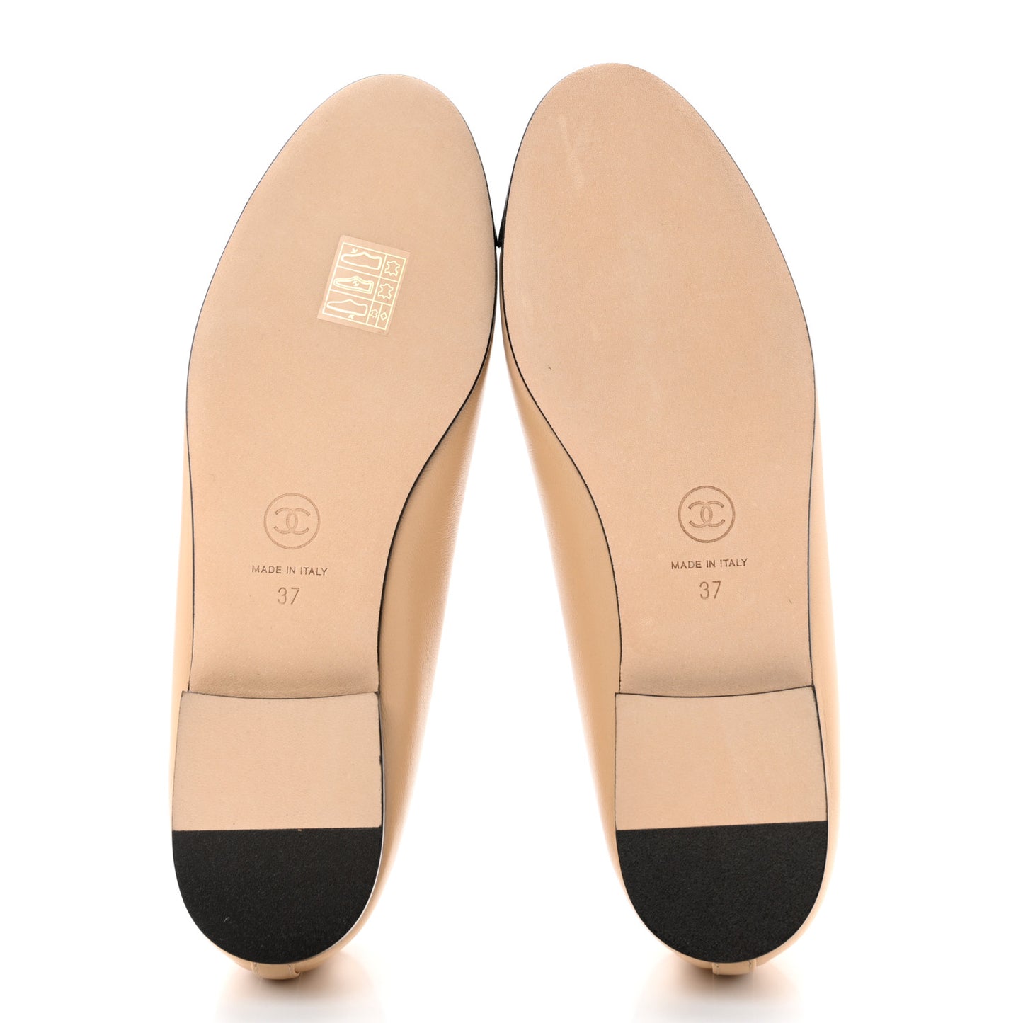 Lambskin Cap Toe CC Ballerina Flats 37 Beige Black