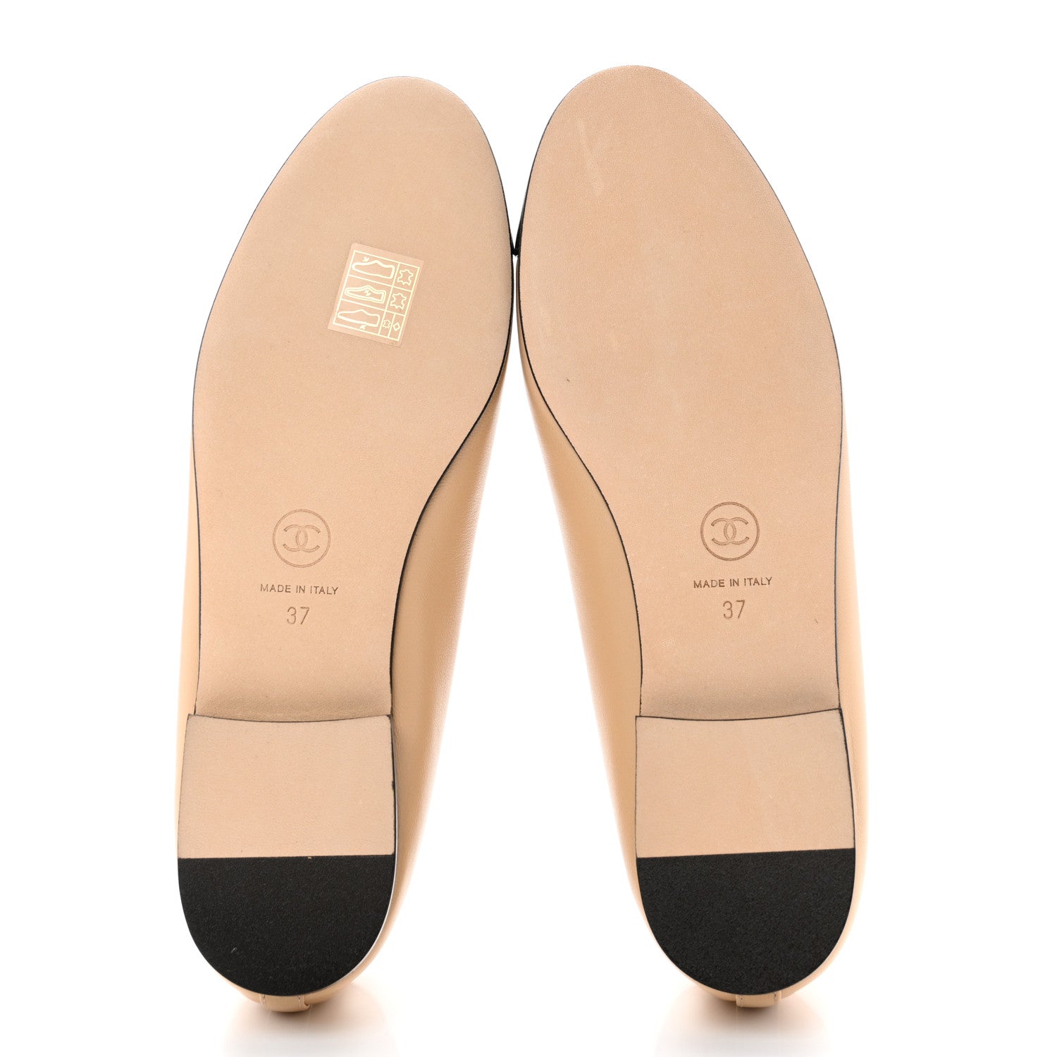 Chanel Lambskin Cap Toe CC Ballerina Flats 37 Beige Black 5 of 9