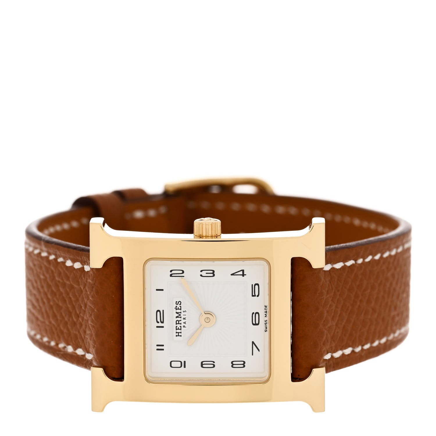 Hermes Stainless Steel Epsom 21mm Heure H Hour Quartz Watch Gold 2 of 5
