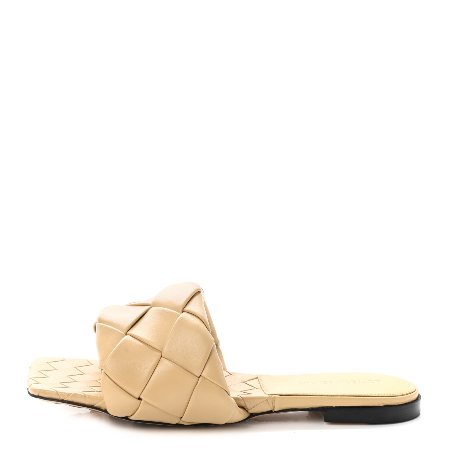 Nappa Maxi Intrecciato Lido Flat Sandals 40 Cane Sugar