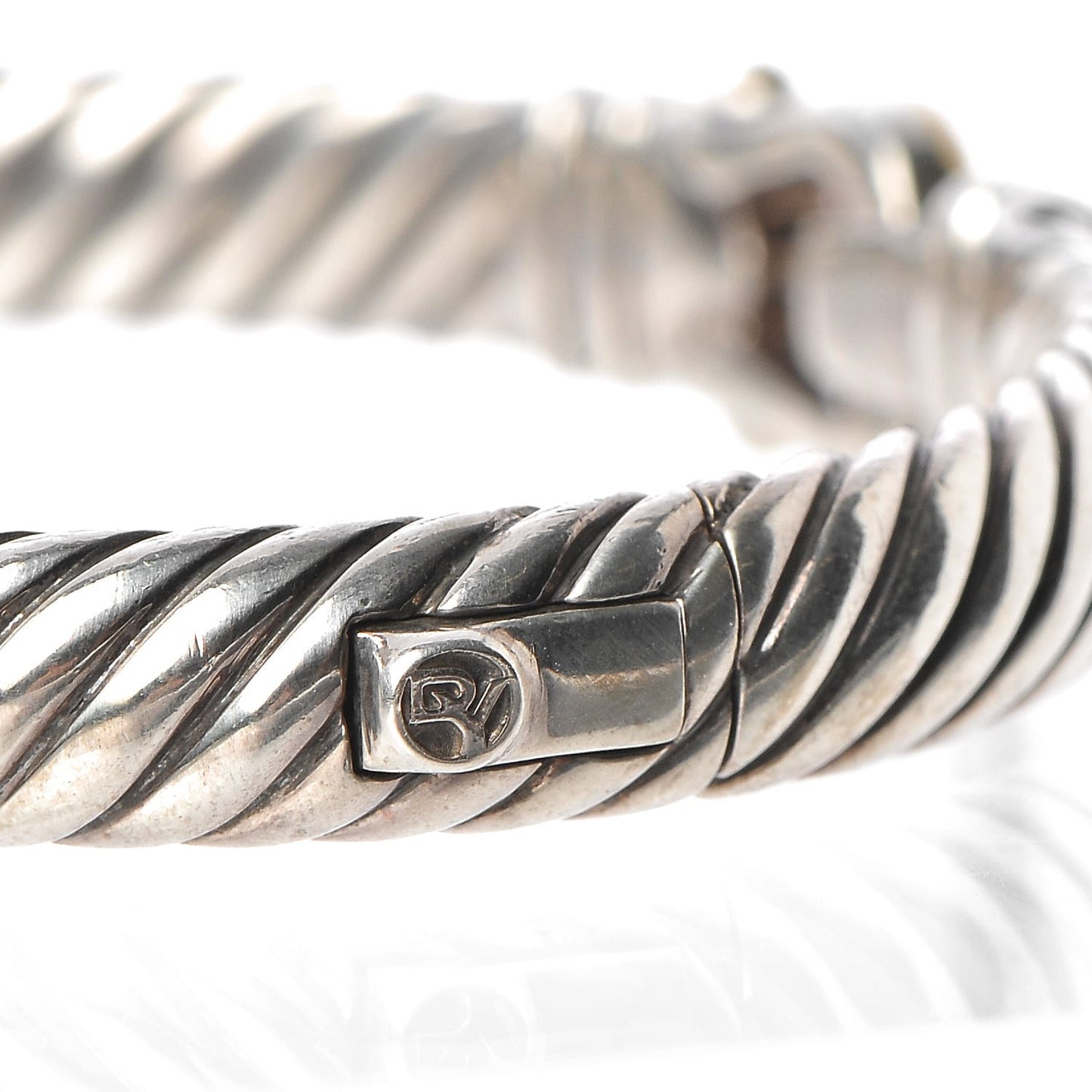 Sterling Silver 18K Yellow Gold 7mm Cable Buckle Bracelet