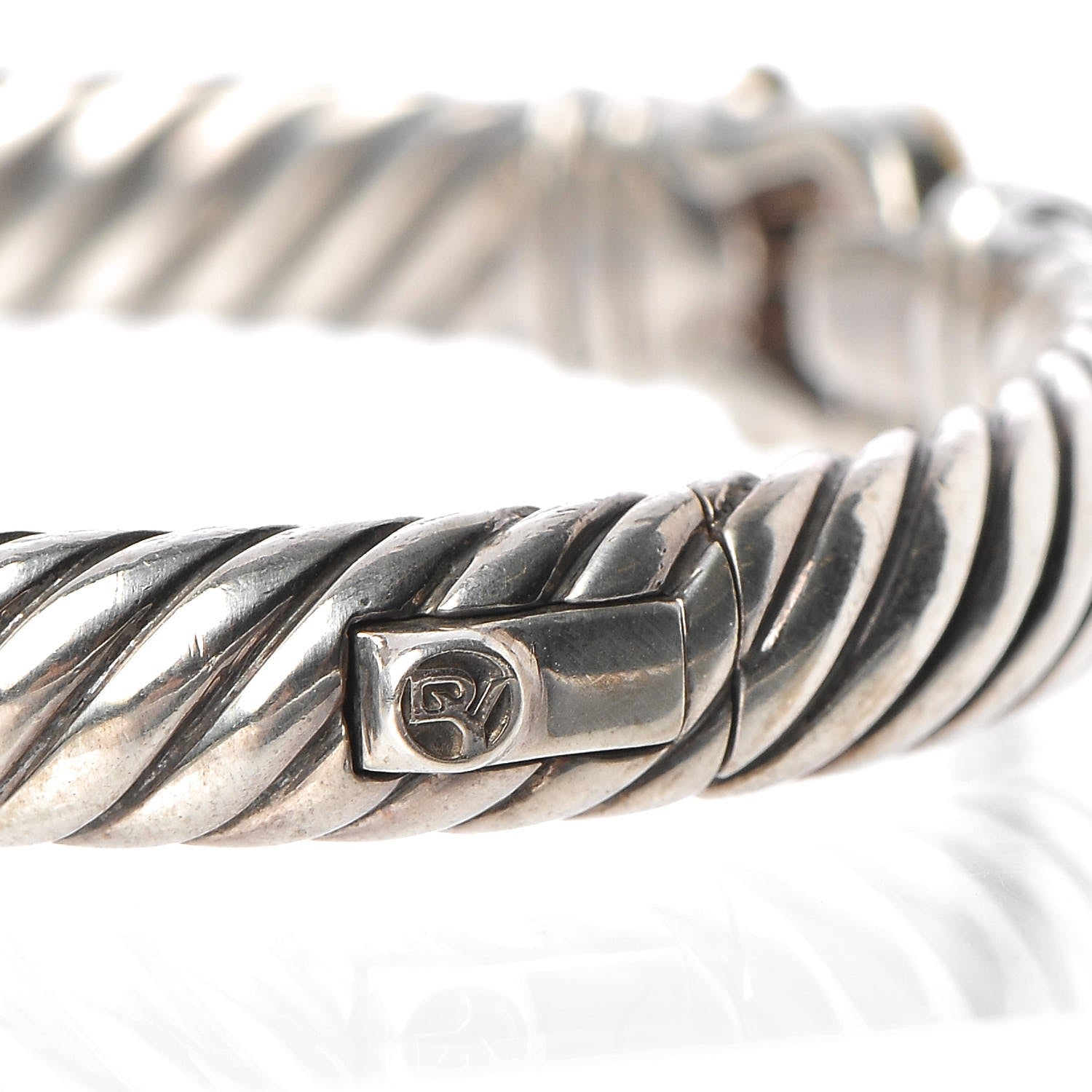 David Yurman Sterling Silver 18K Yellow Gold 7mm Cable Buckle Bracelet 5 of 5
