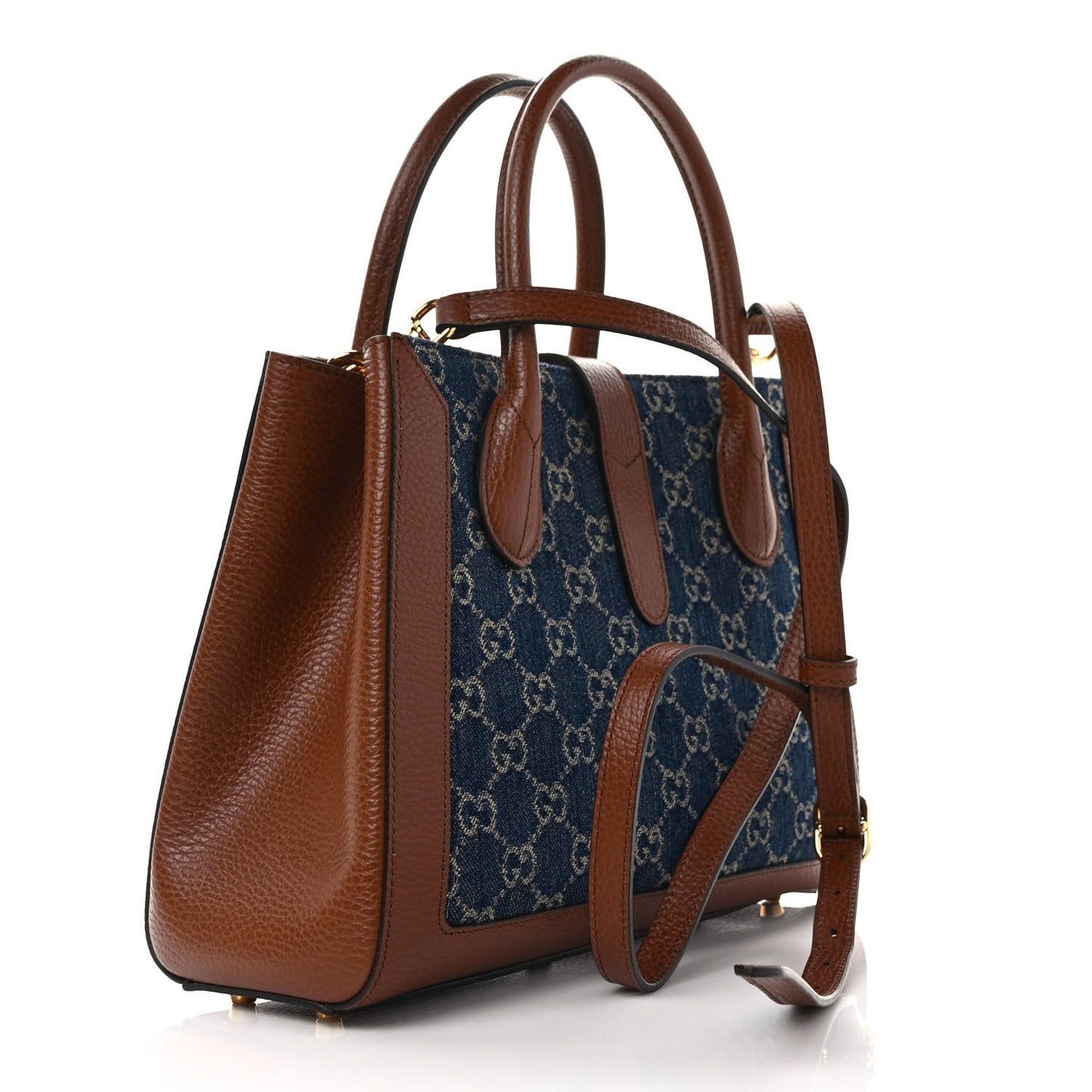 New Denim GG Monogram Dollar Calfskin Medium Jackie 1961 Tote Blue Tea Cuir Epilog