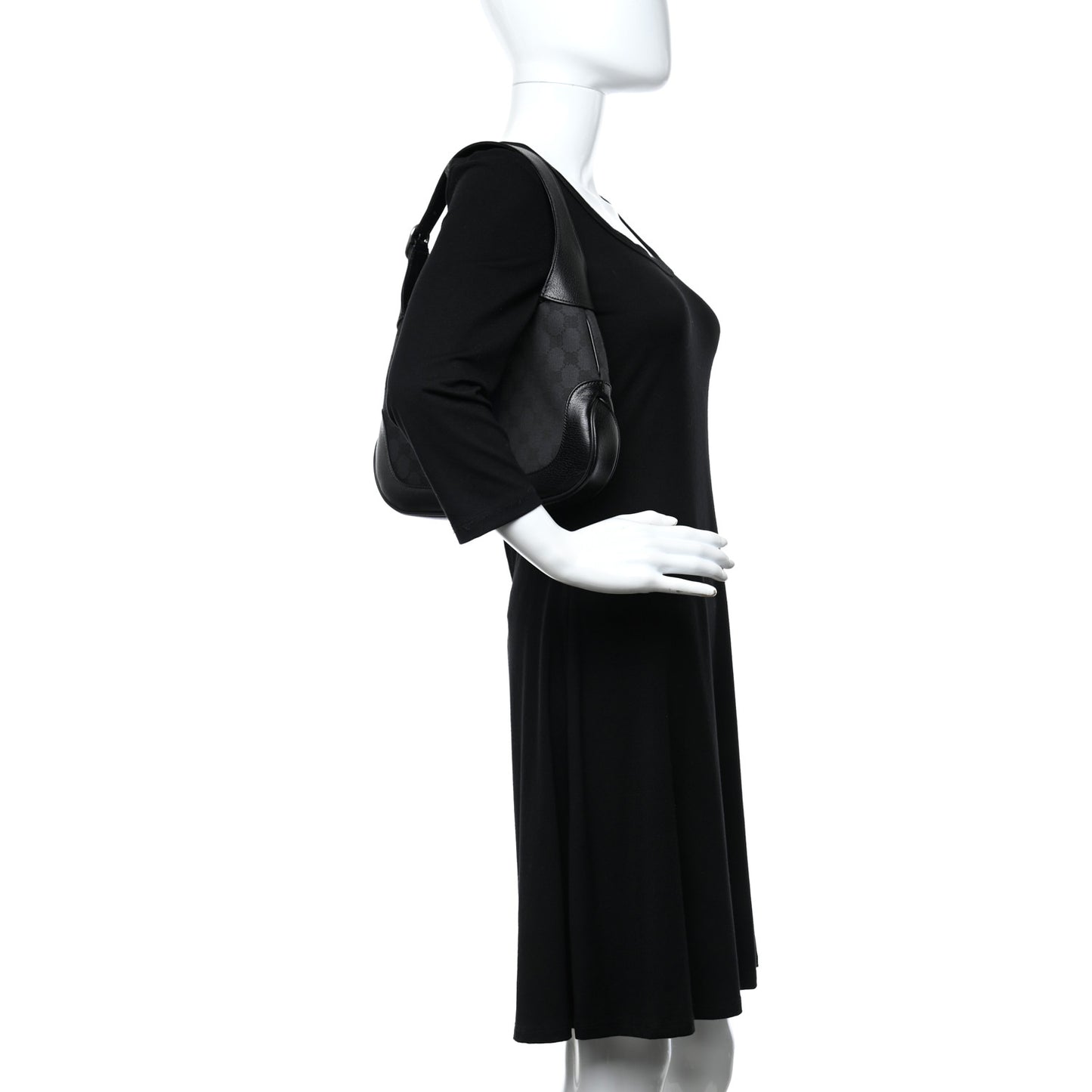 X BALENCIAGA BB Monogram Calfskin Web Small Jackie 1961 Hobo Black