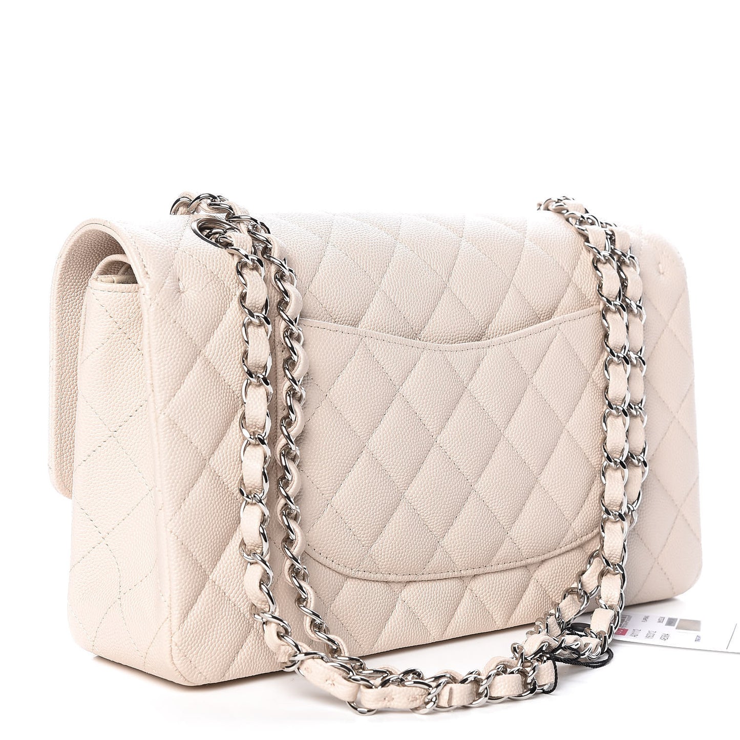 Caviar Quilted Medium Double Flap Light Beige