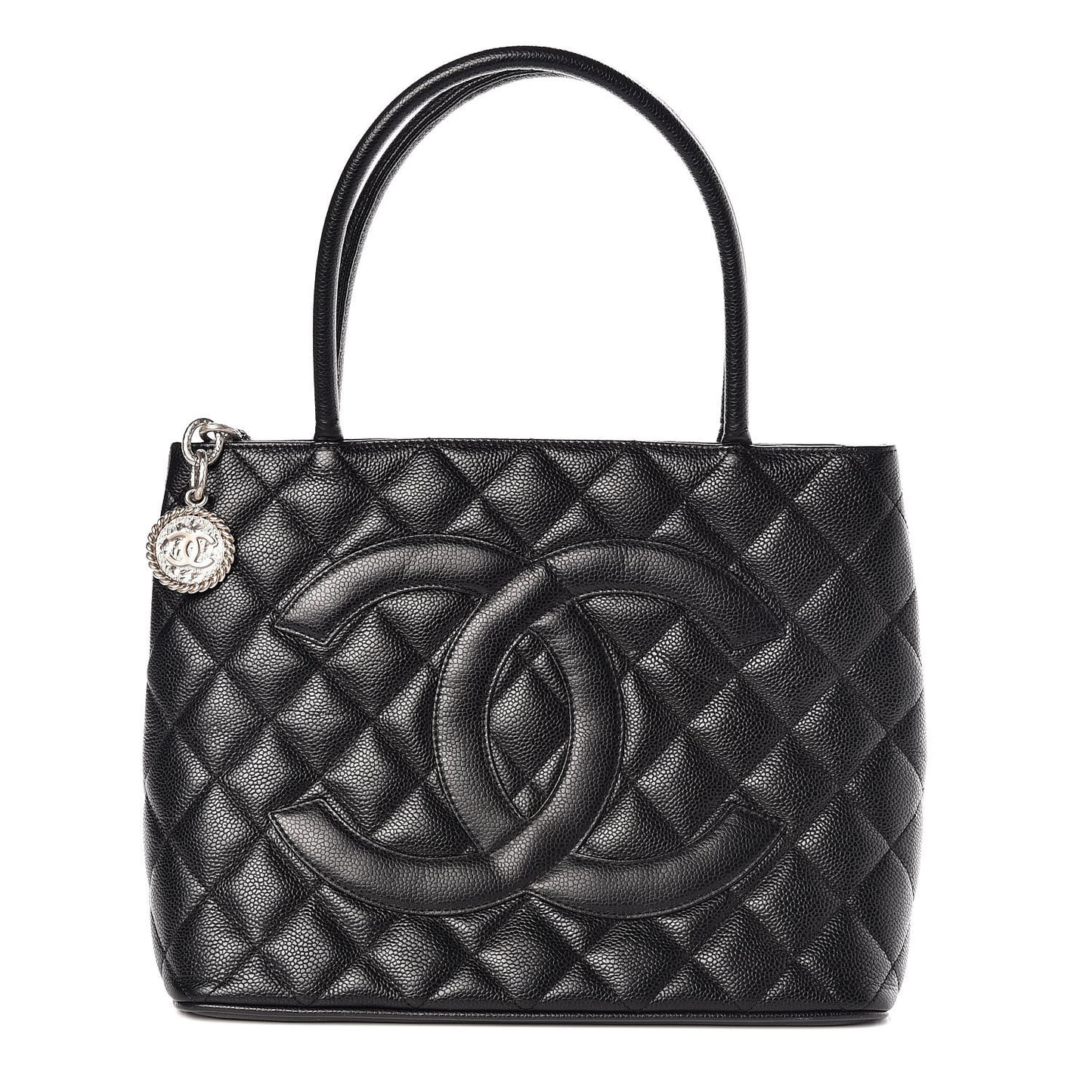 Caviar Quilted Medallion Tote Black