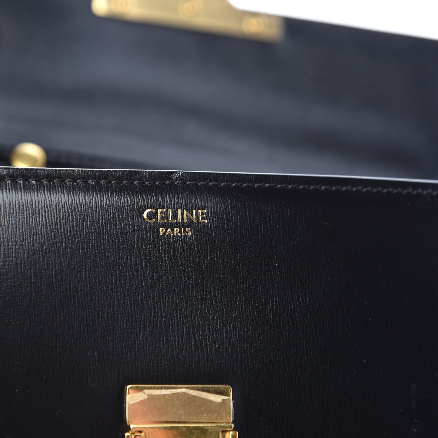 Shiny Calfskin Triomphe Strap Bag Black