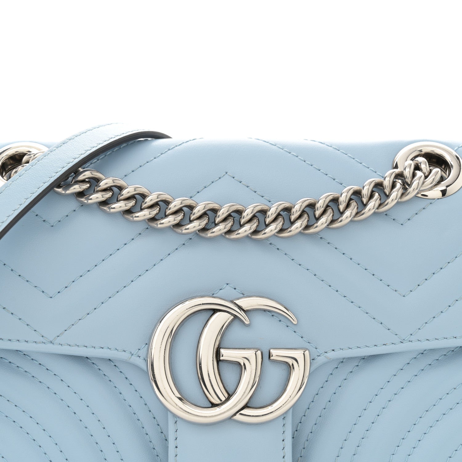 Gucci Calfskin Matelasse Mini GG Marmont Shoulder Bag Porcelain Light Blue 7 of 12