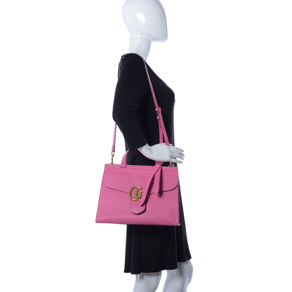 Gucci Calfskin Small GG Marmont Top Handle Bag Pink Tropical Flower 3 of 24
